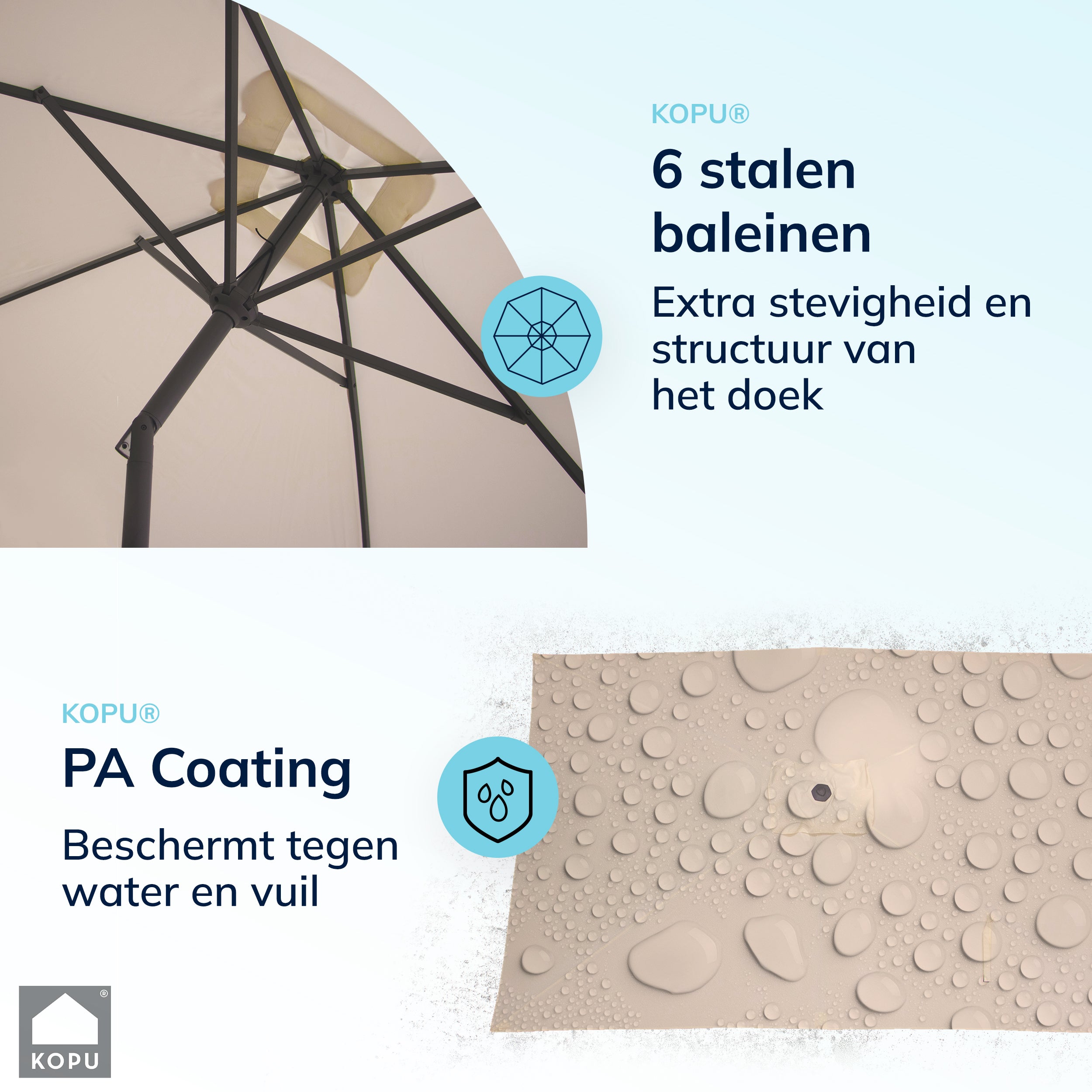 Kopu® Sevilla Parasol Rechthoek 200x300 cm met Hoes en voet - Creme