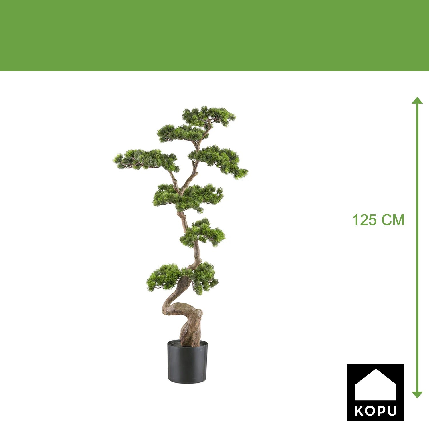 Kopu Kunst Bonsai den Circa 125 X 50 cm - In Een Zwarte Plastic Pot.