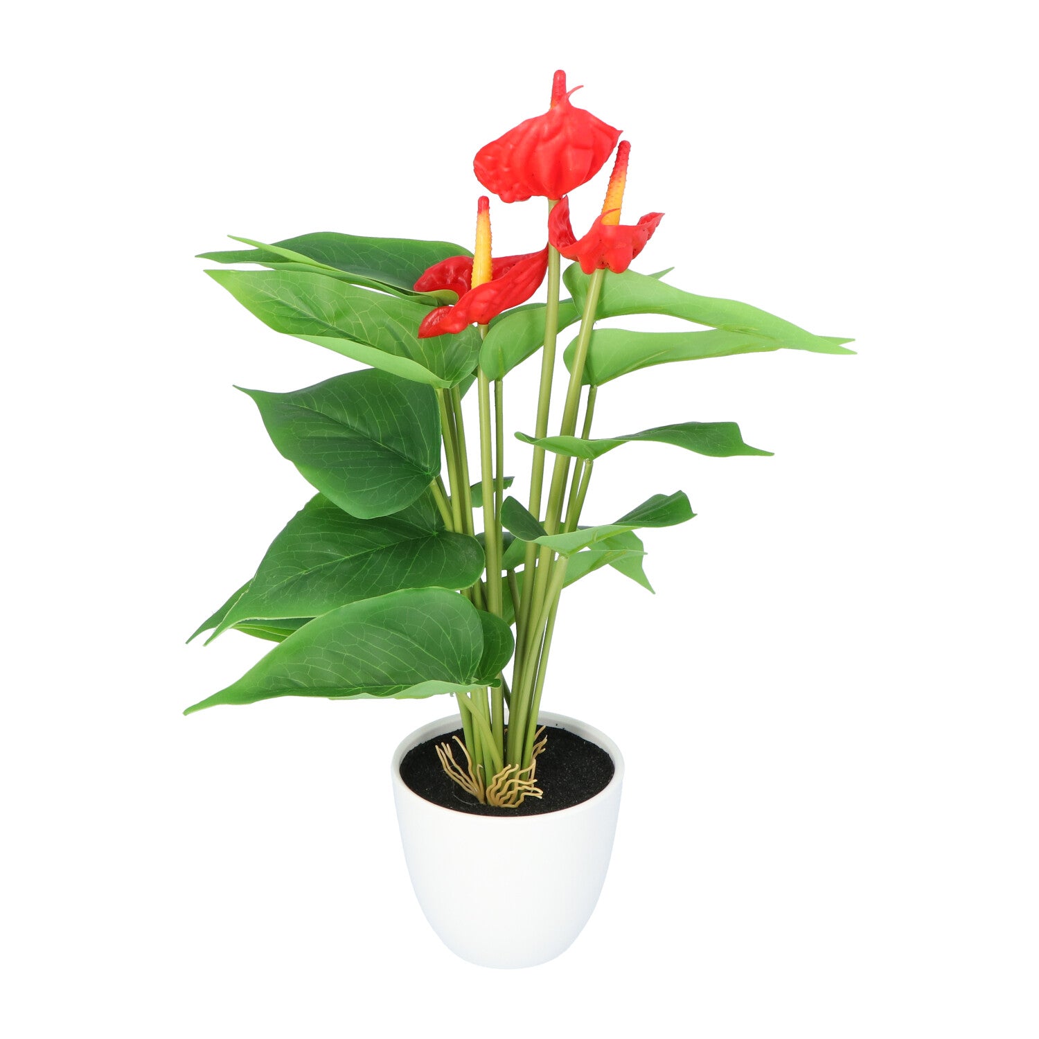 Kopu® 2 Stück Anthurium Kunstpflanze 40 cm – 3 Blüten – Flamingopflanze