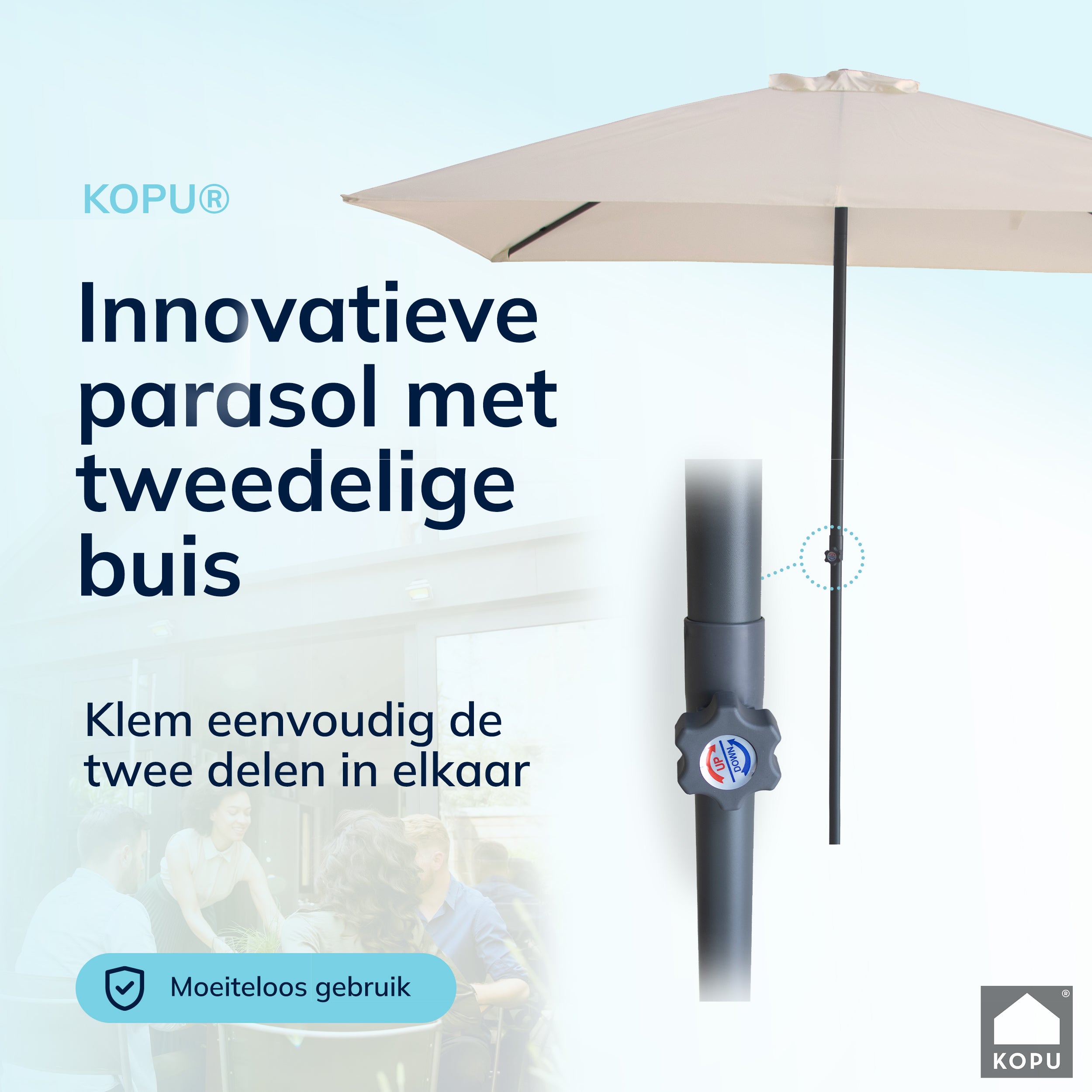 Kopu® Leon Parasol Rechthoek 150x250 cm - Balkonparasol met Hoes - Creme