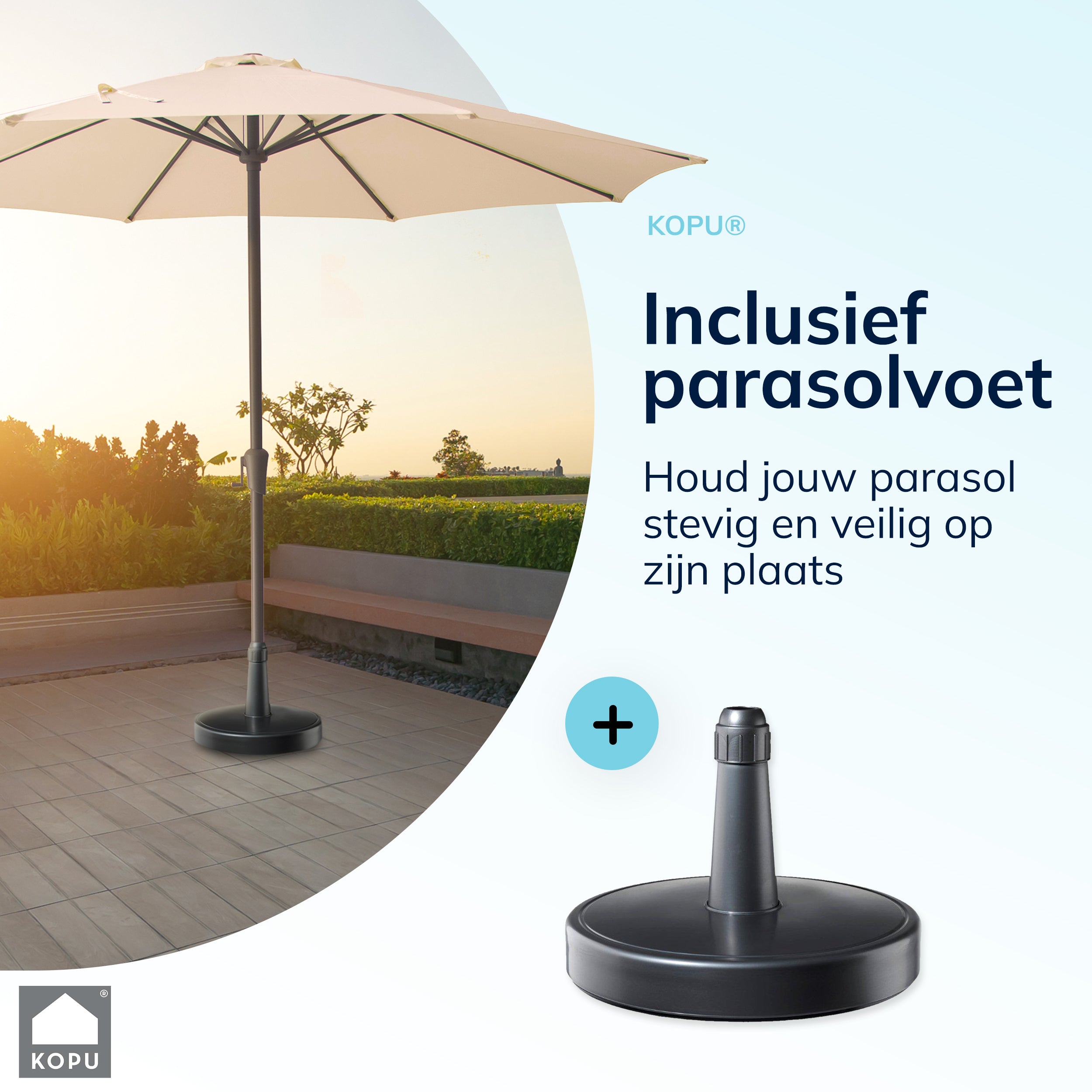 Kopu® Madrid 350 cm Grote Parasol Rond met Beschermhoes - Creme