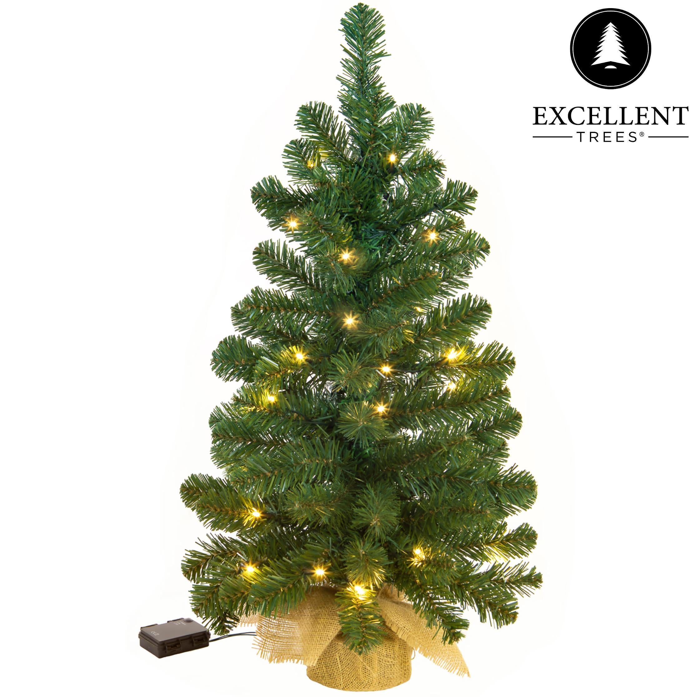 Excellent Trees® Jarbo 90 cm Mini Kerstboom - Batterij Verlichting 80 LED Lampjes - kant en klaar