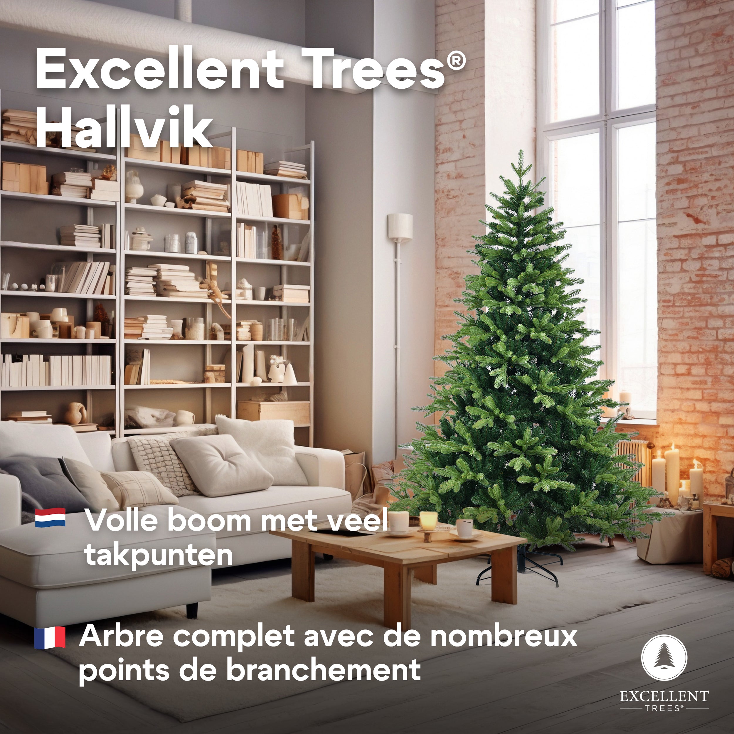 Kerstboom Excellent Trees® Hallvik 150 cm - PE+PVC uitvoering ⌀95cm - ↕150cm