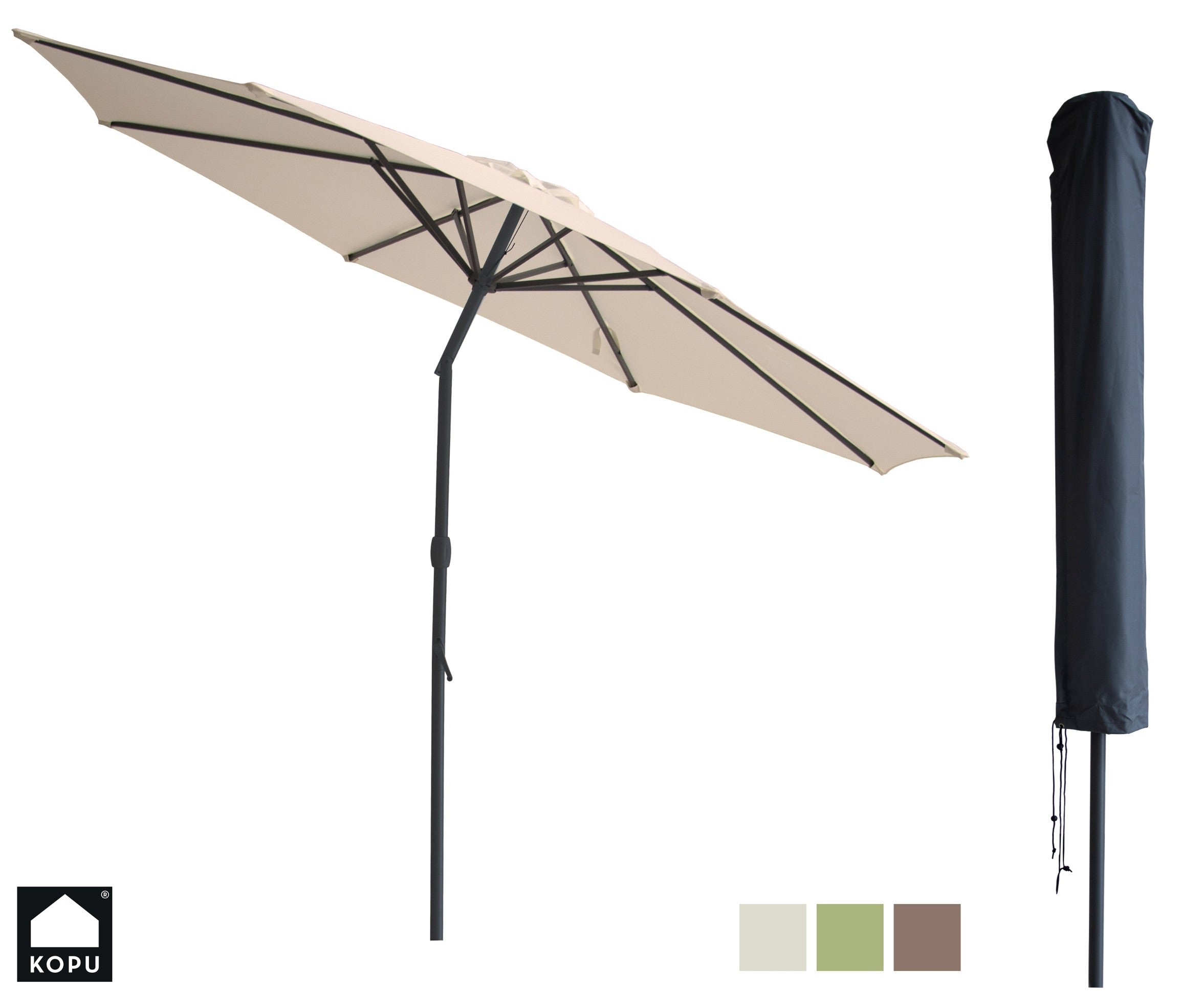 Kopu® Valencia Parasol Rond 300 cm met Beschermhoes - Creme