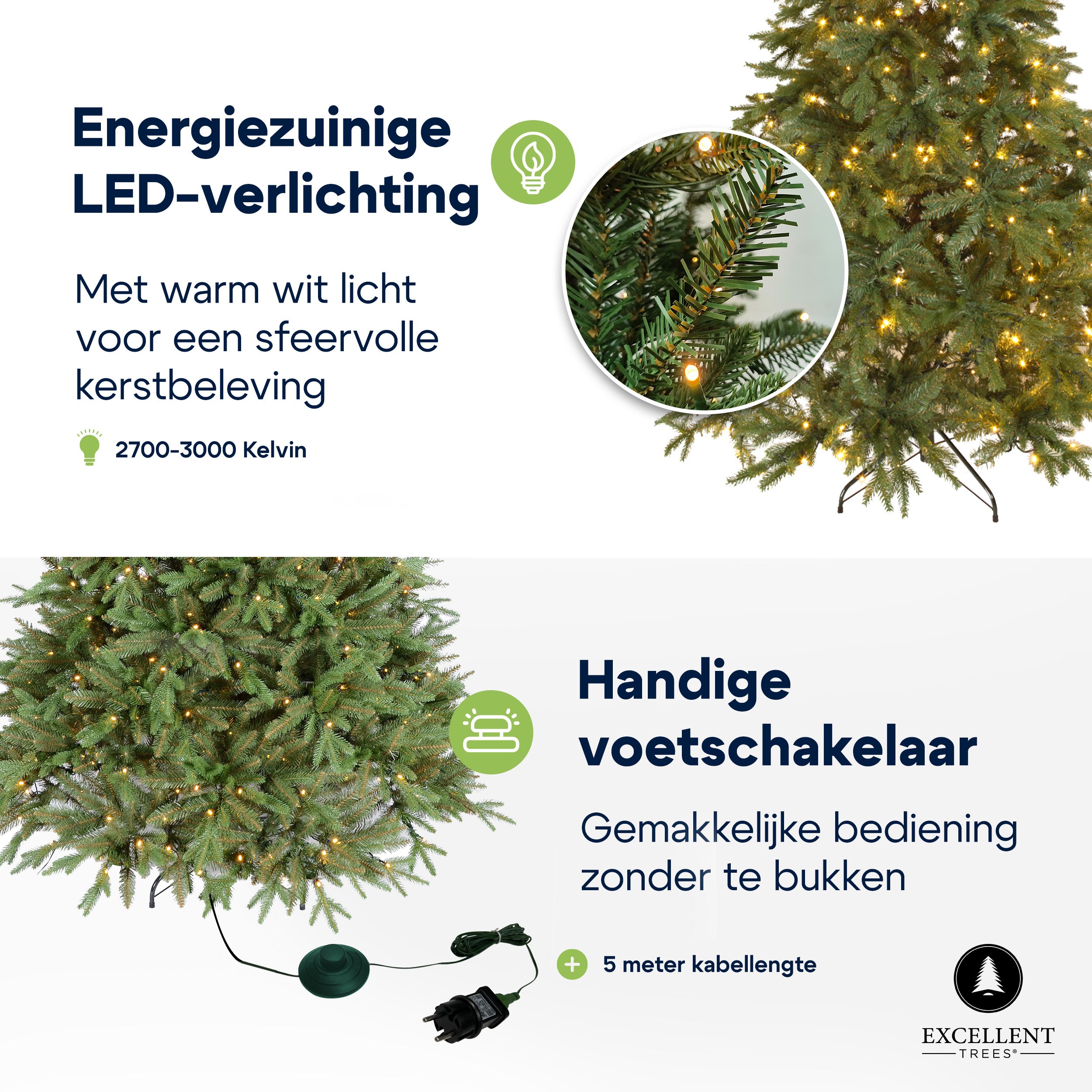 Excellent Trees® LED Ulvik 150 cm - Premium Kerstboom met 250 lampjes - ⌀80cm - 150cm