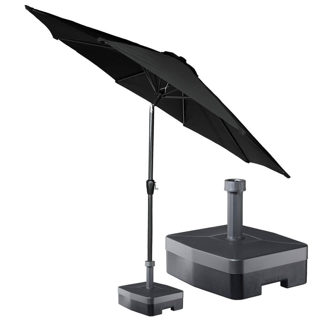 Kopu® Calma Parasolset Rond 300 cm met Voet - Zwart