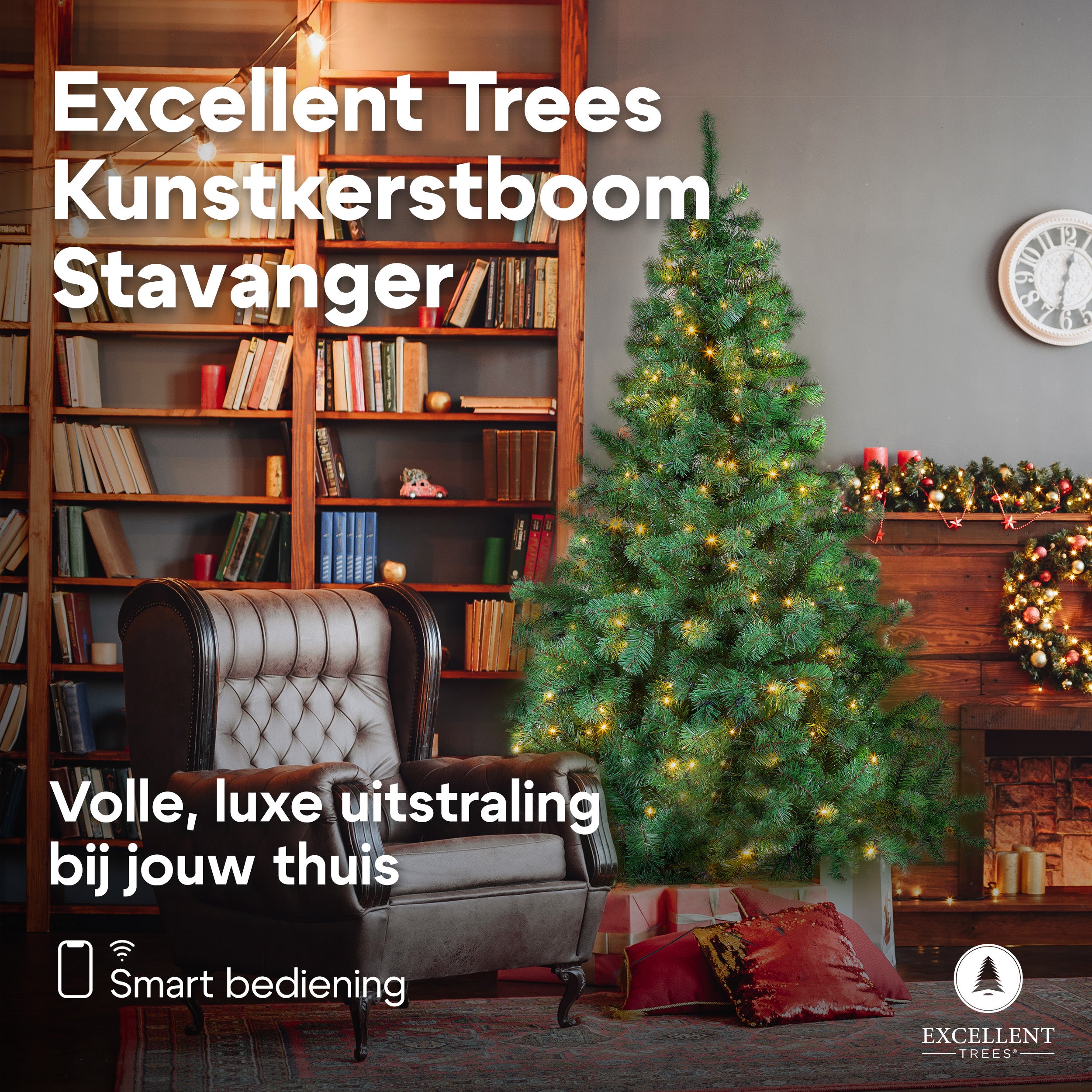 Kerstboom Excellent Trees® LED Stavanger Green 180 cm met verlichting  - ⌀110cm - ↕180cm
