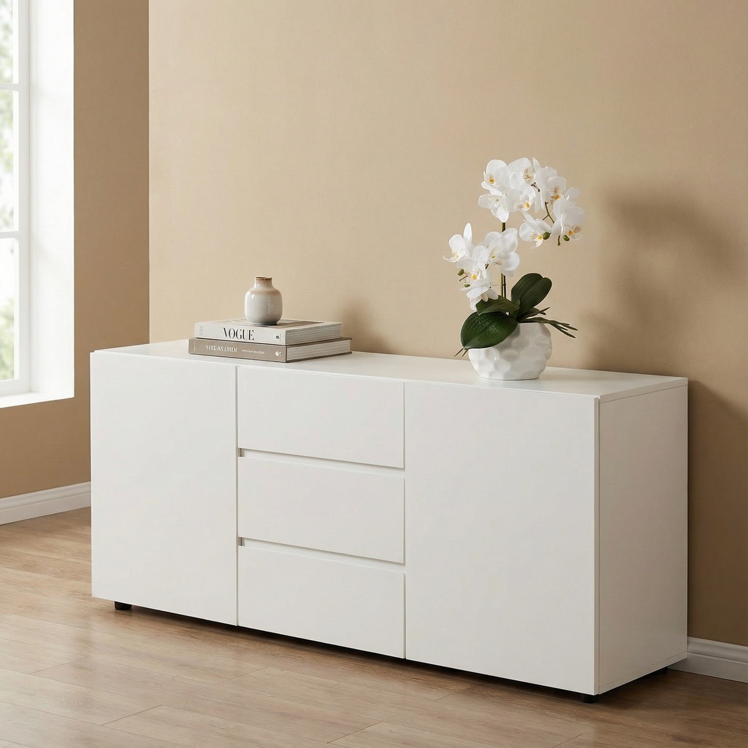 Kopu® Kunstplant Orchidee 33 cm in witte Sierpot 13x9cm - Wit