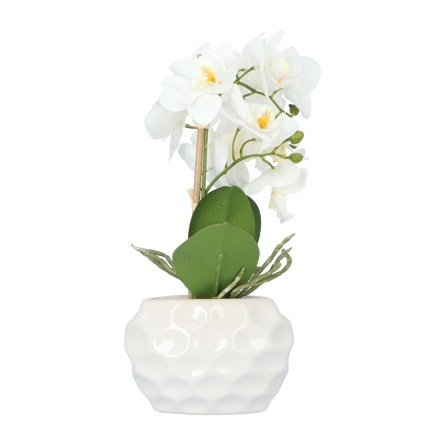 Kopu® Kunstplant Orchidee 33 cm in witte Sierpot 13x9cm - Wit