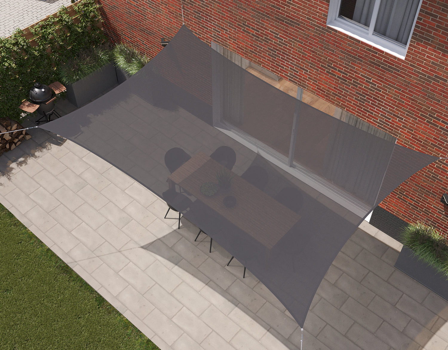 Kopu® Schaduwdoek Rechthoek 280 gram Waterdoorlatend 3x5 m - Grijs