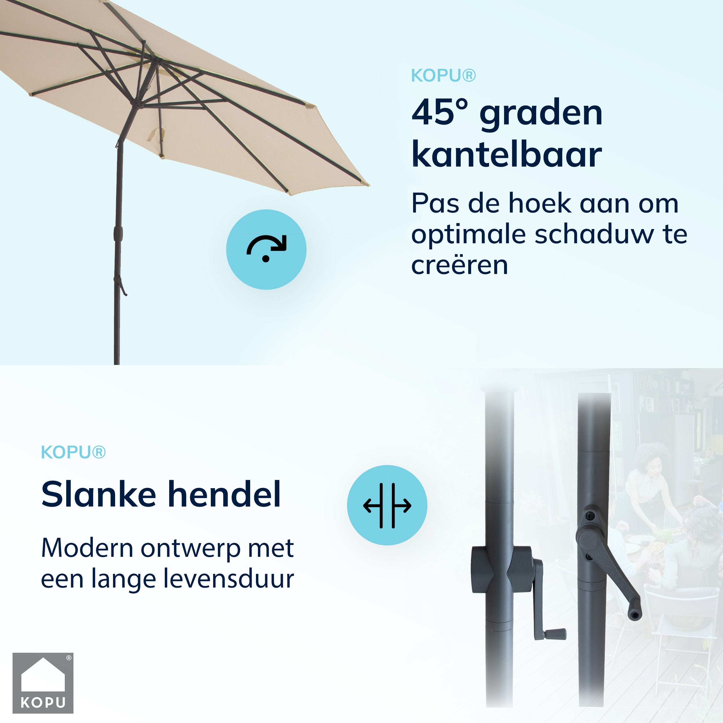 Kopu® Valencia Parasol Rond 300 cm met Beschermhoes - Creme