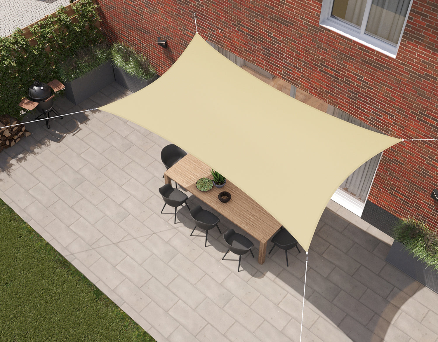 Kopu® Schaduwdoek Rechthoek 3x4 m Waterdicht - Zonnedoek - Creme
