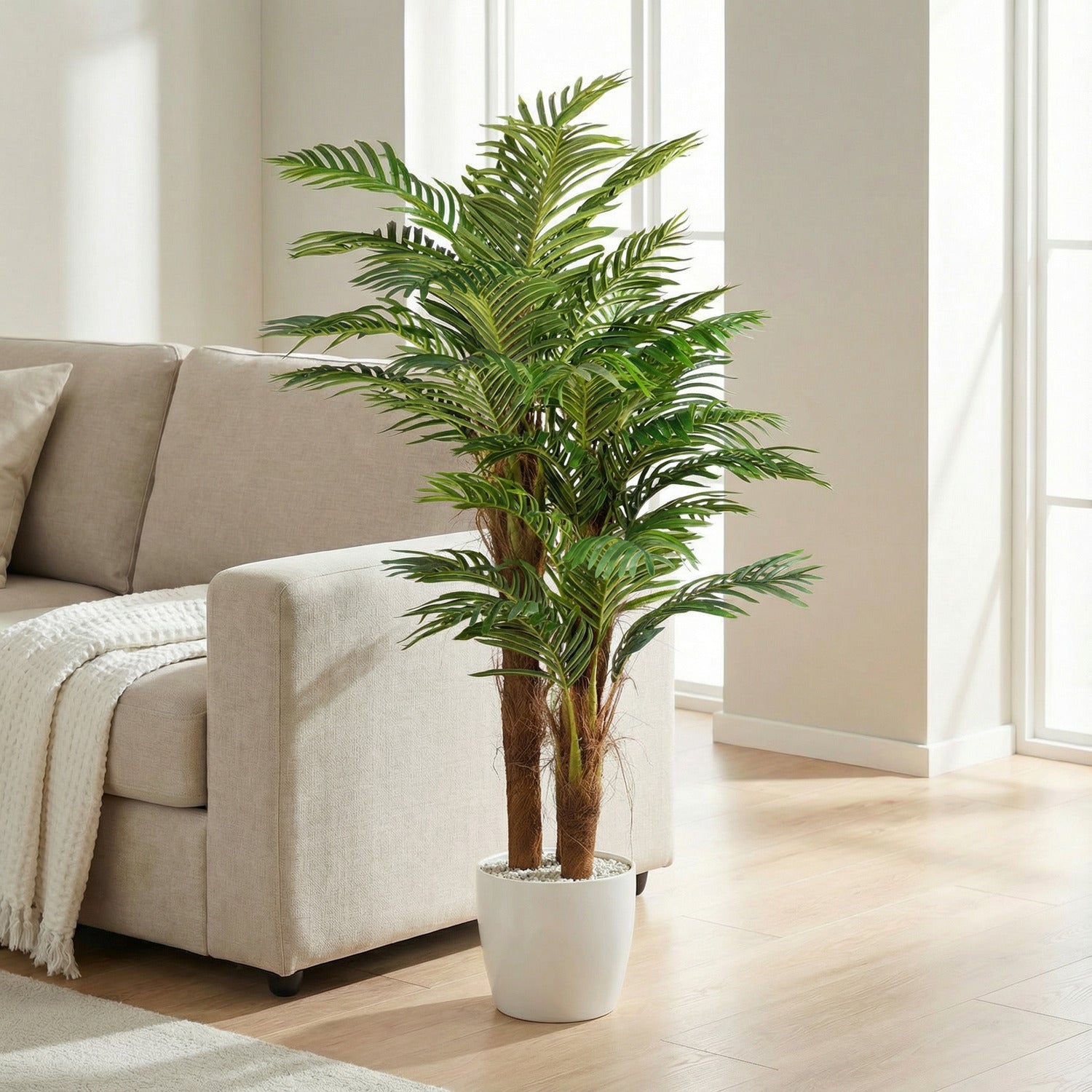 Kopu® Kunstpflanze Areca-Palme 160 cm 3 Stämme – schwarzer Topf – Kunstpflanze