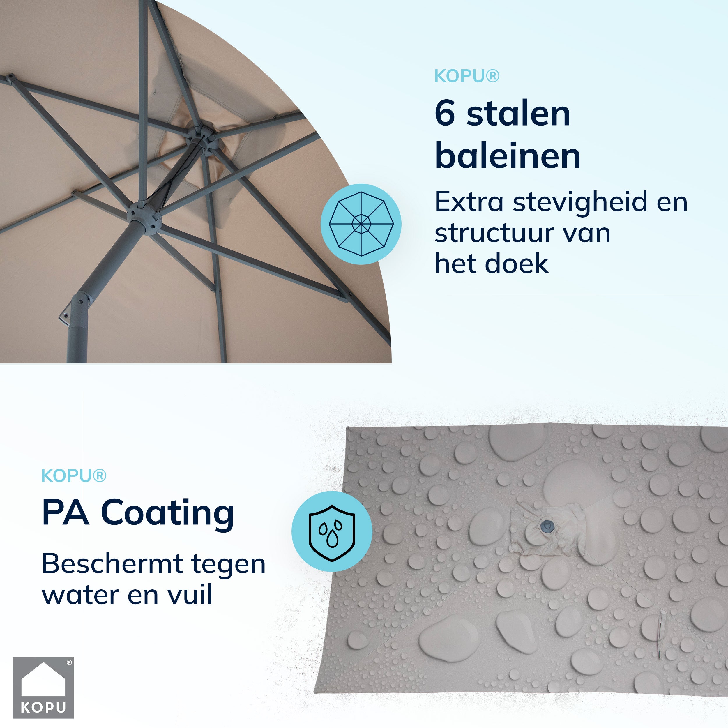 Kopu® Sevilla Parasol Rechthoek 200x300 cm met Hoes en voet - Balkonparasol Taupe