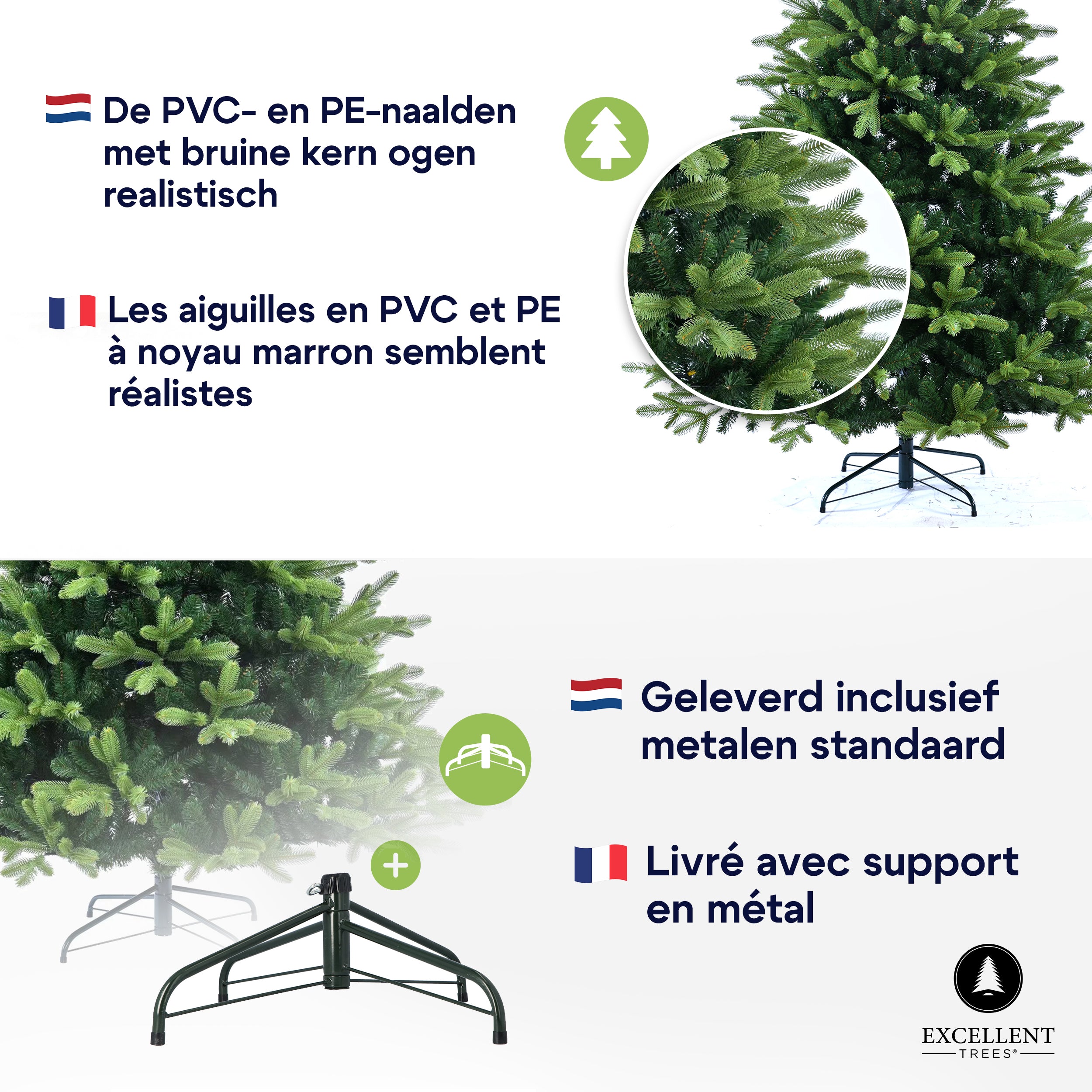 Kerstboom Excellent Trees® Hallvik 150 cm - PE+PVC uitvoering ⌀95cm - ↕150cm