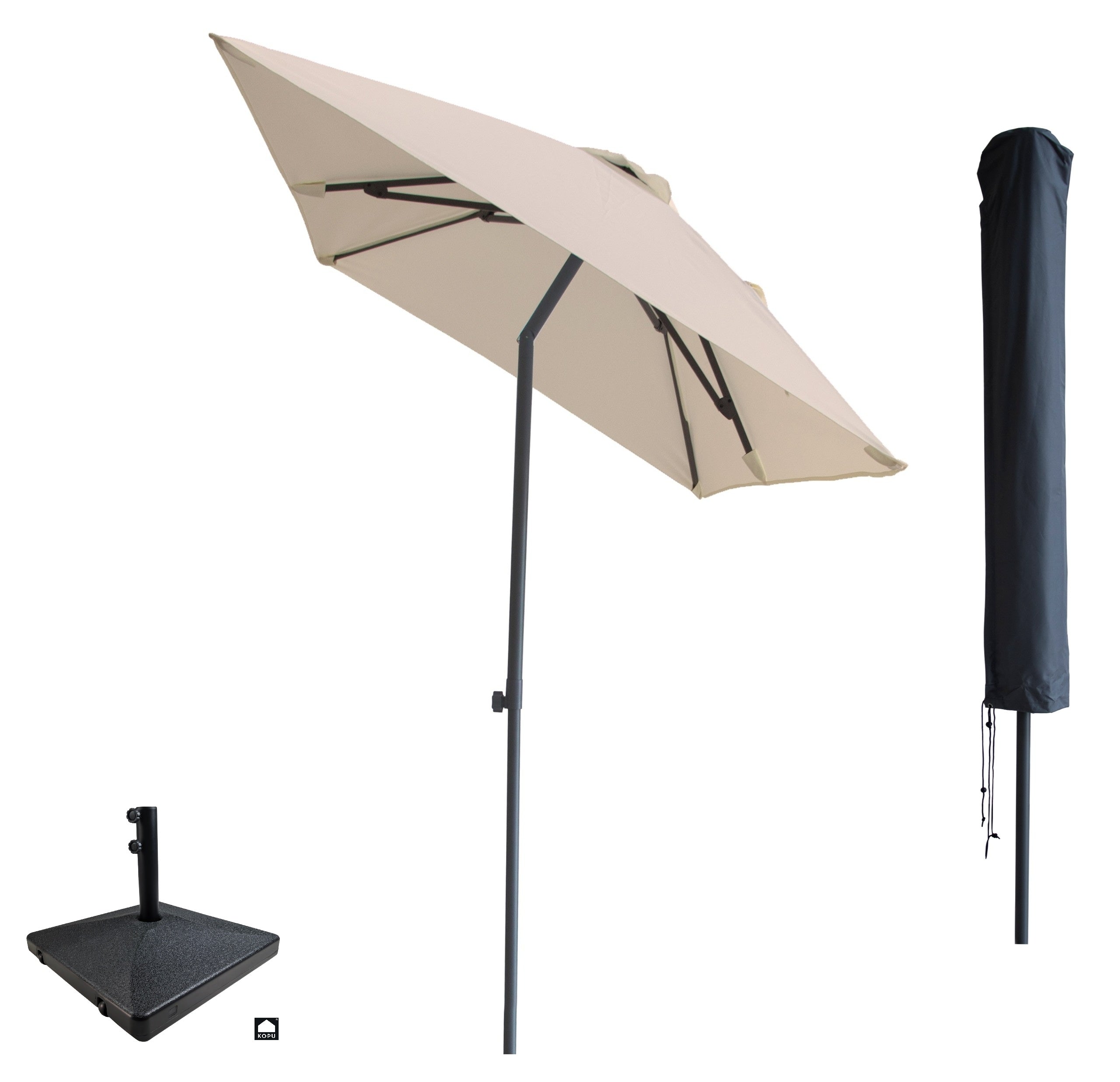 Kopu® Sevilla Parasol Rechthoek 200x300 cm met Hoes en voet - Creme