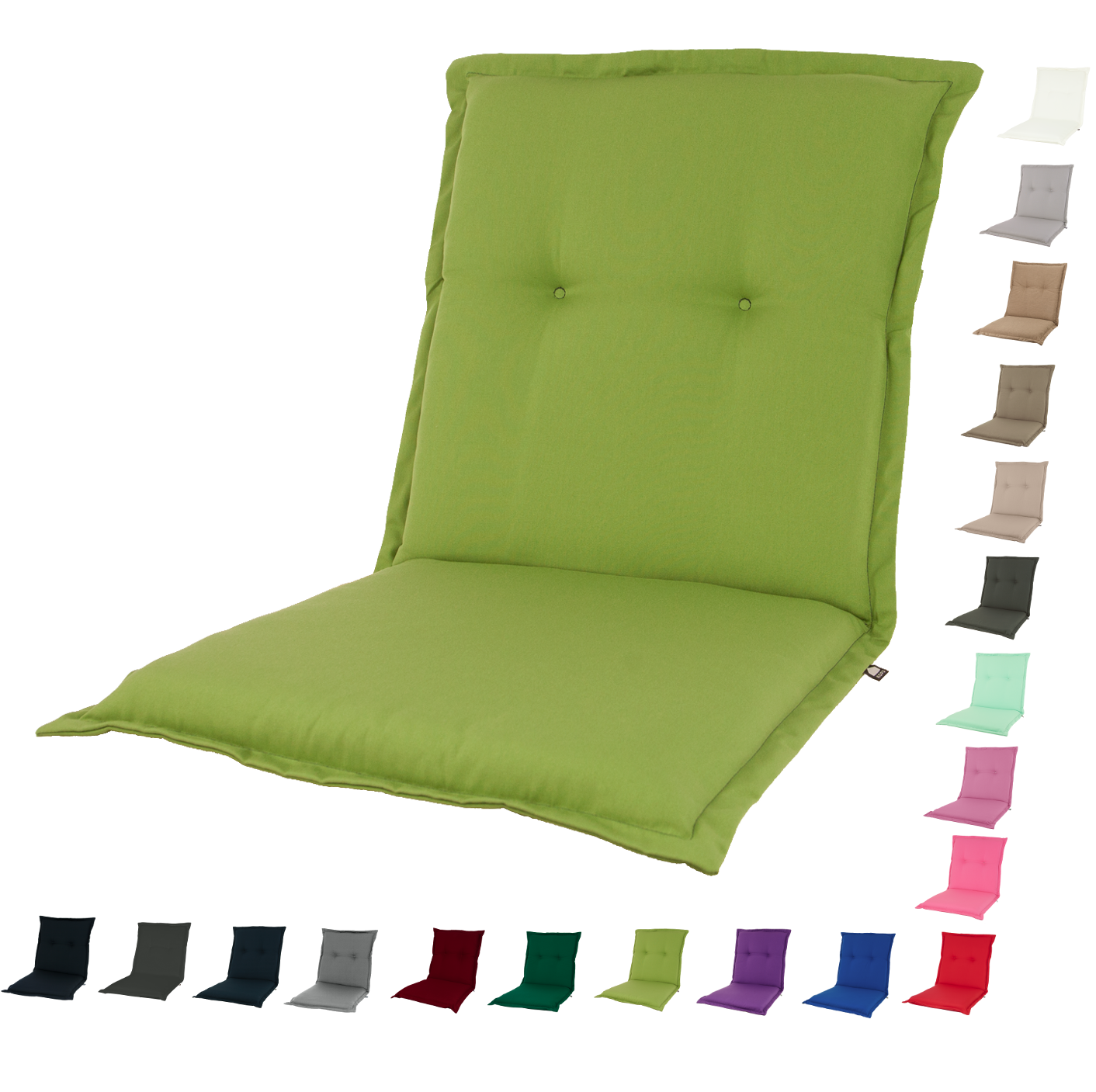 Kopu® – Prisma Gartenkissen mit niedriger Rückenlehne – Bürogrün