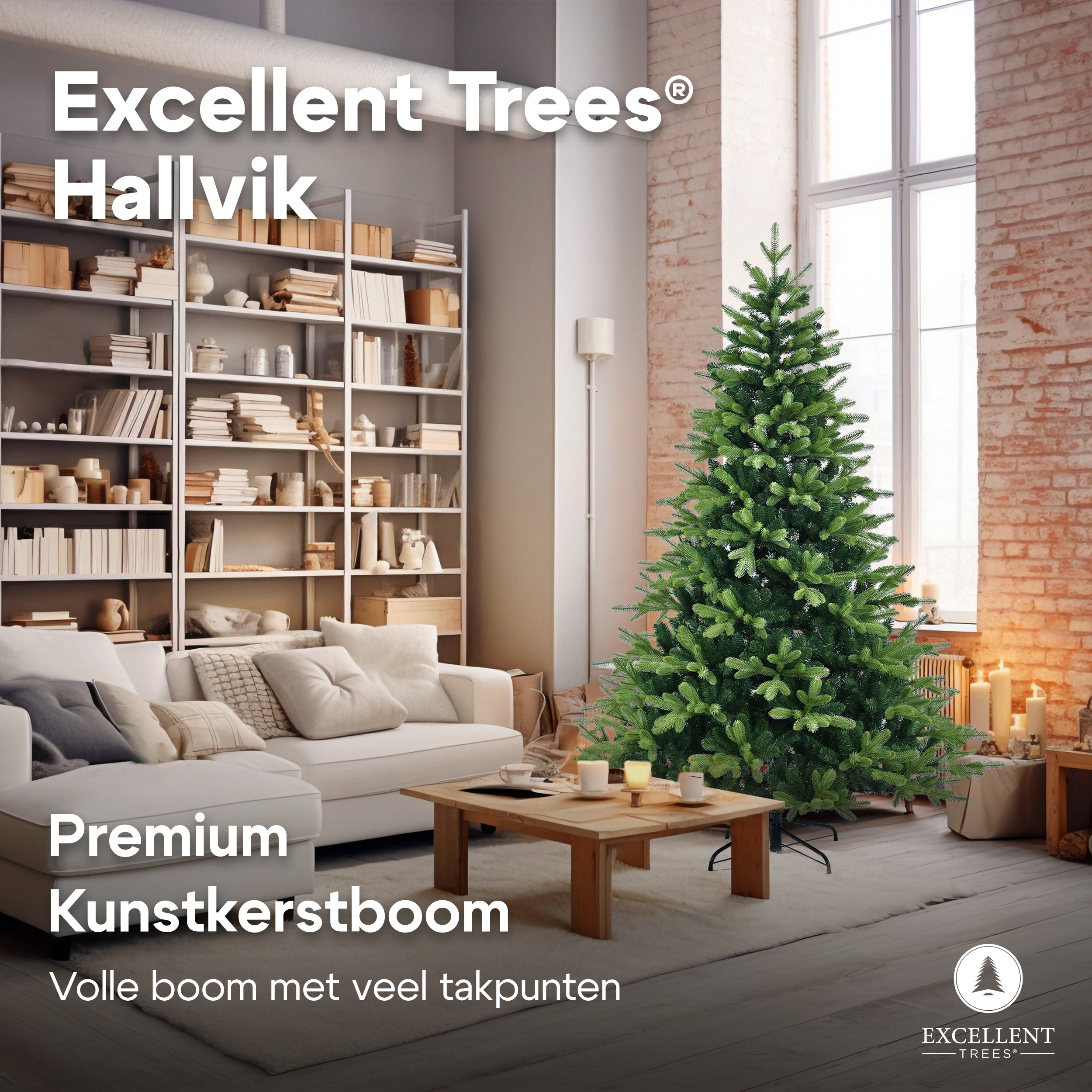 Kerstboom Excellent Trees® Hallvik 150 cm - PE+PVC uitvoering ⌀95cm - ↕150cm