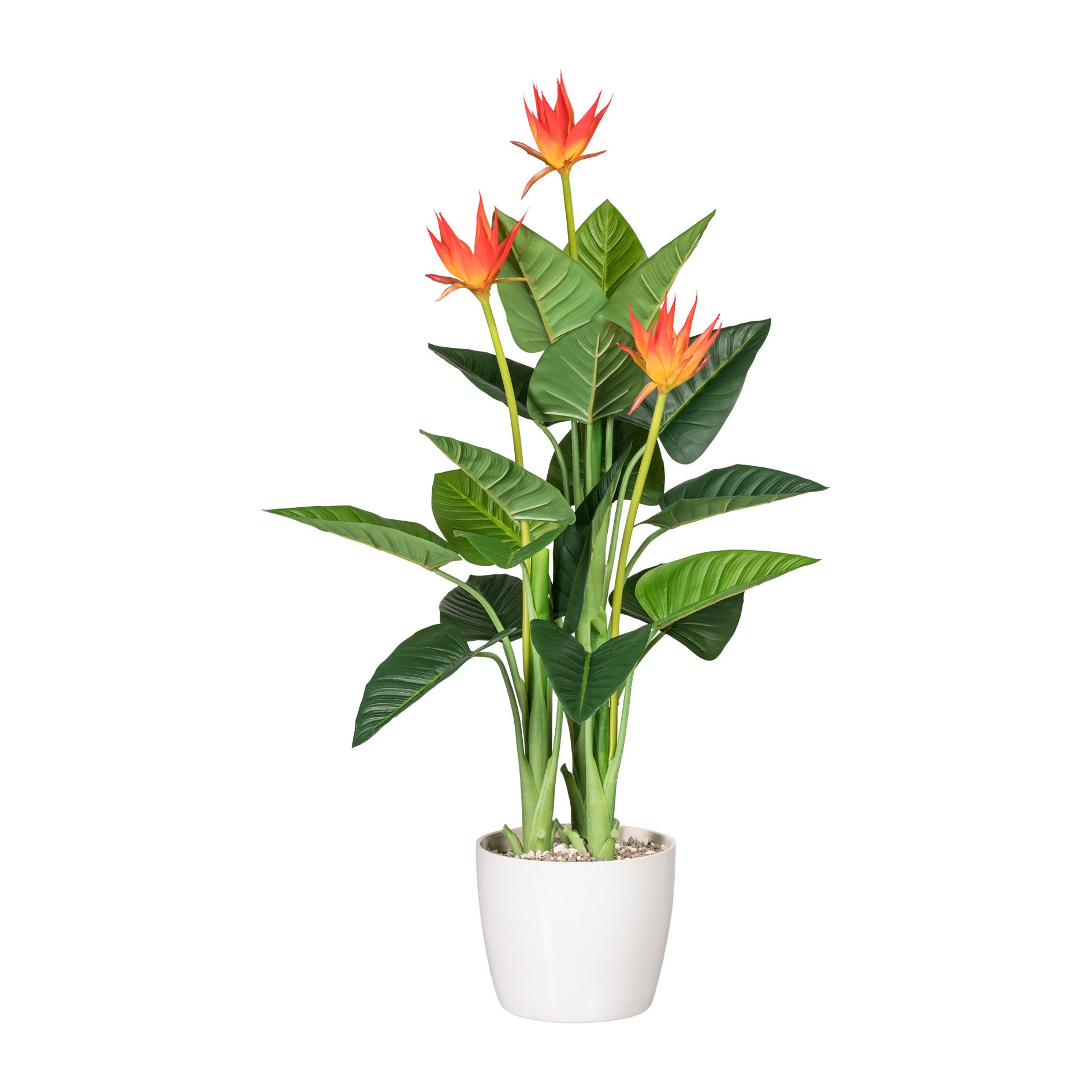Kopu® Kunstpflanze Guzmania 105 cm mit 3 orangefarbenen Blüten - Kunstpflanze