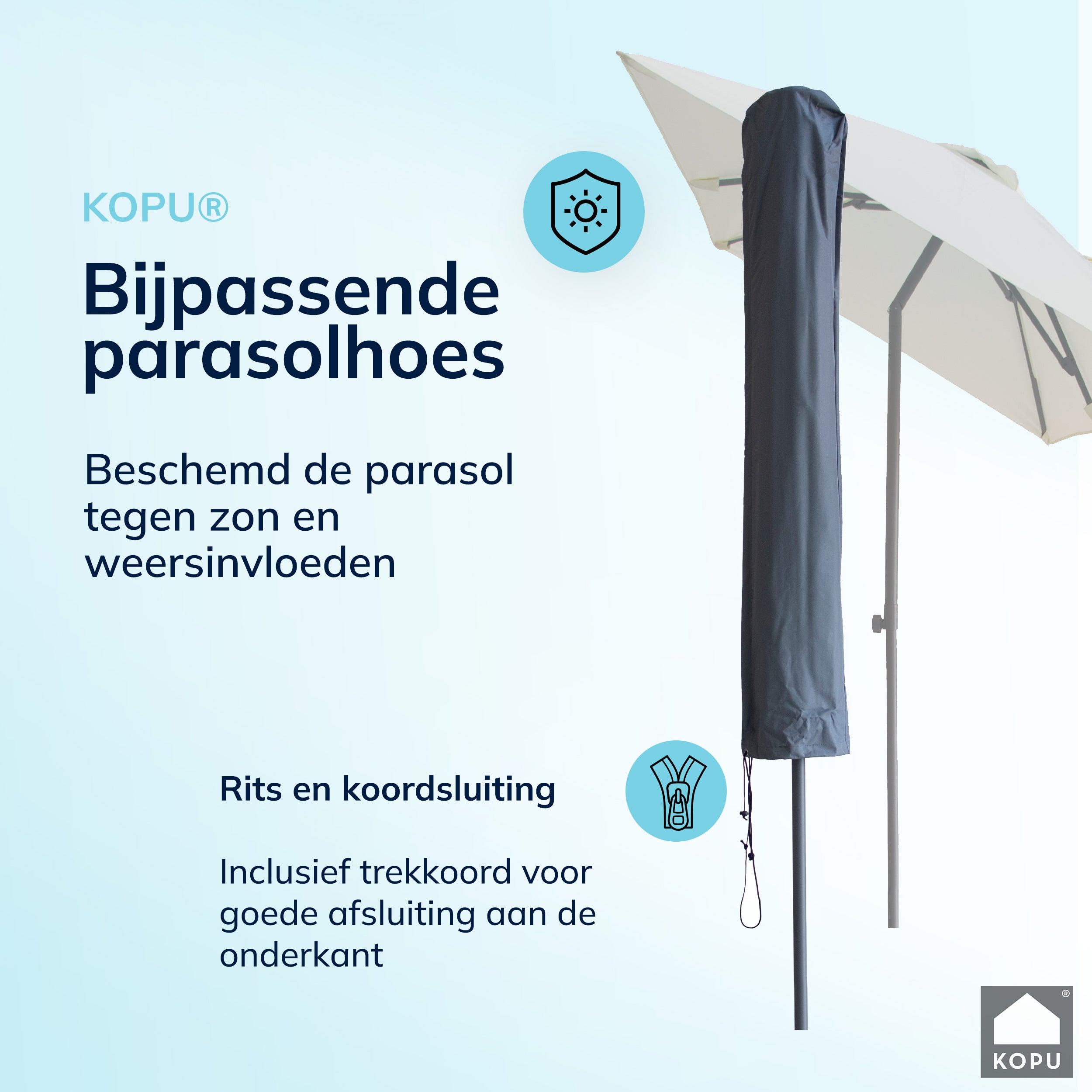 Kopu® Leon Parasol Rechthoek 150x250 cm - Balkonparasol met Hoes - Creme