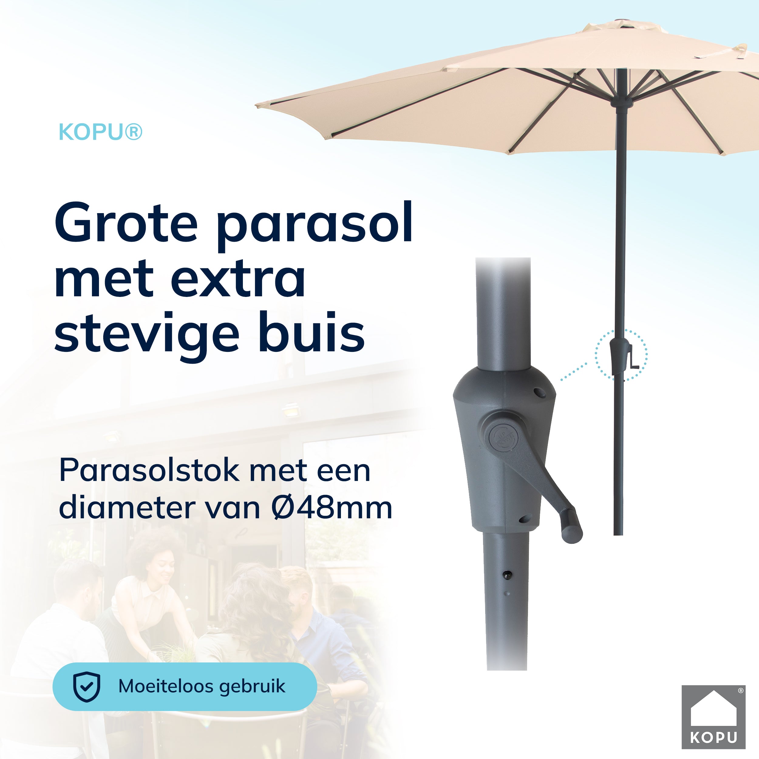 Kopu® Madrid 350 cm Grote Parasol Rond met Beschermhoes - Creme