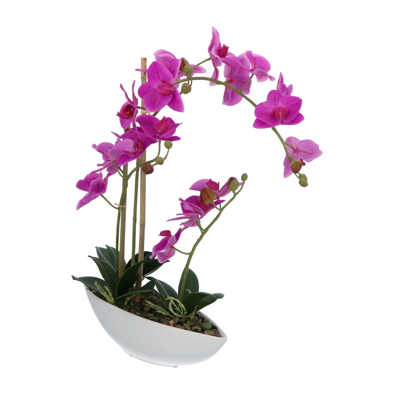 Kopu® Kunstbloem Orchidee 60 cm Roze met Schaal Ovaal - Phalaenopsis