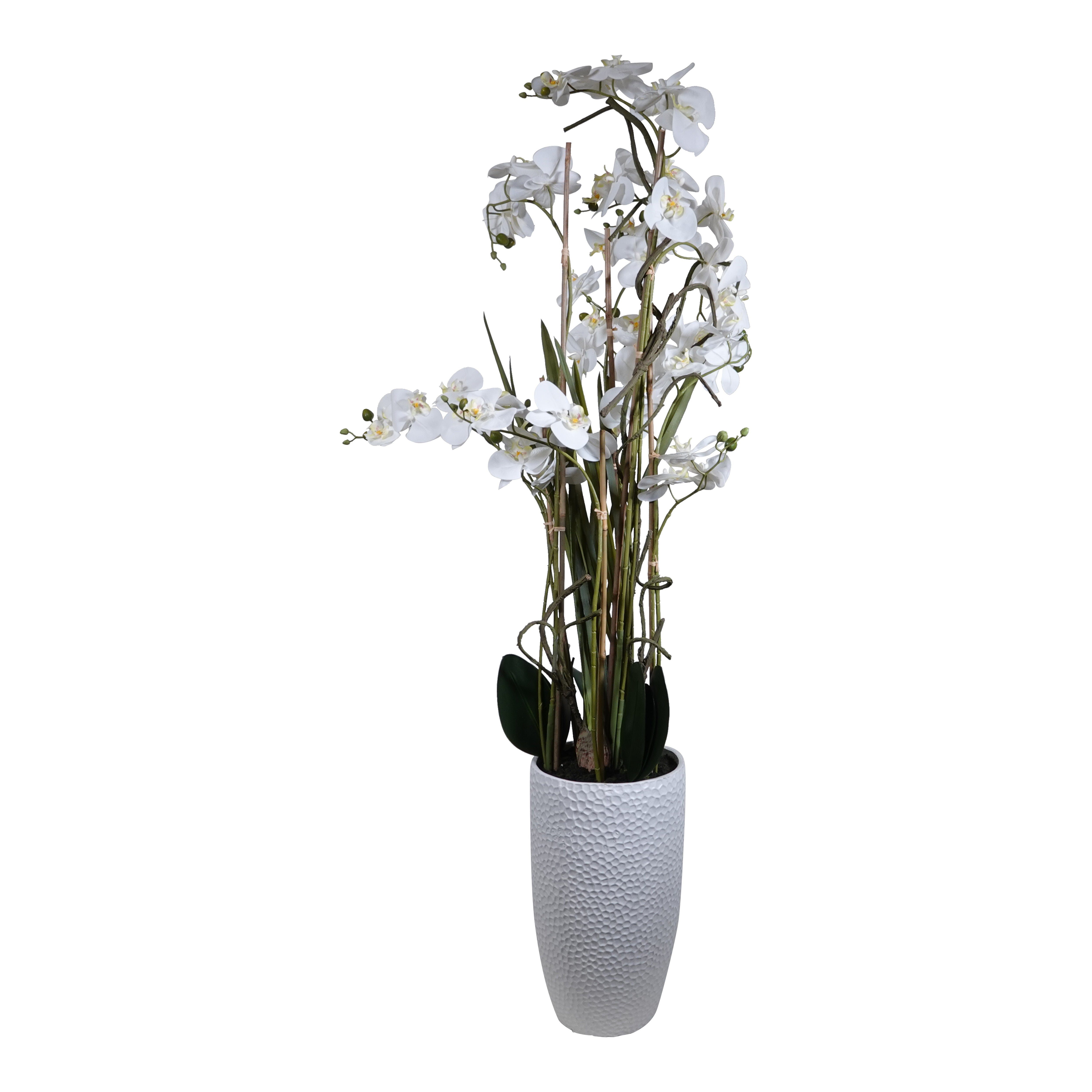 Kopu® Kunstpflanze Orchidee 160 cm weiß im hohen Blumentopf - Phalaenopsis