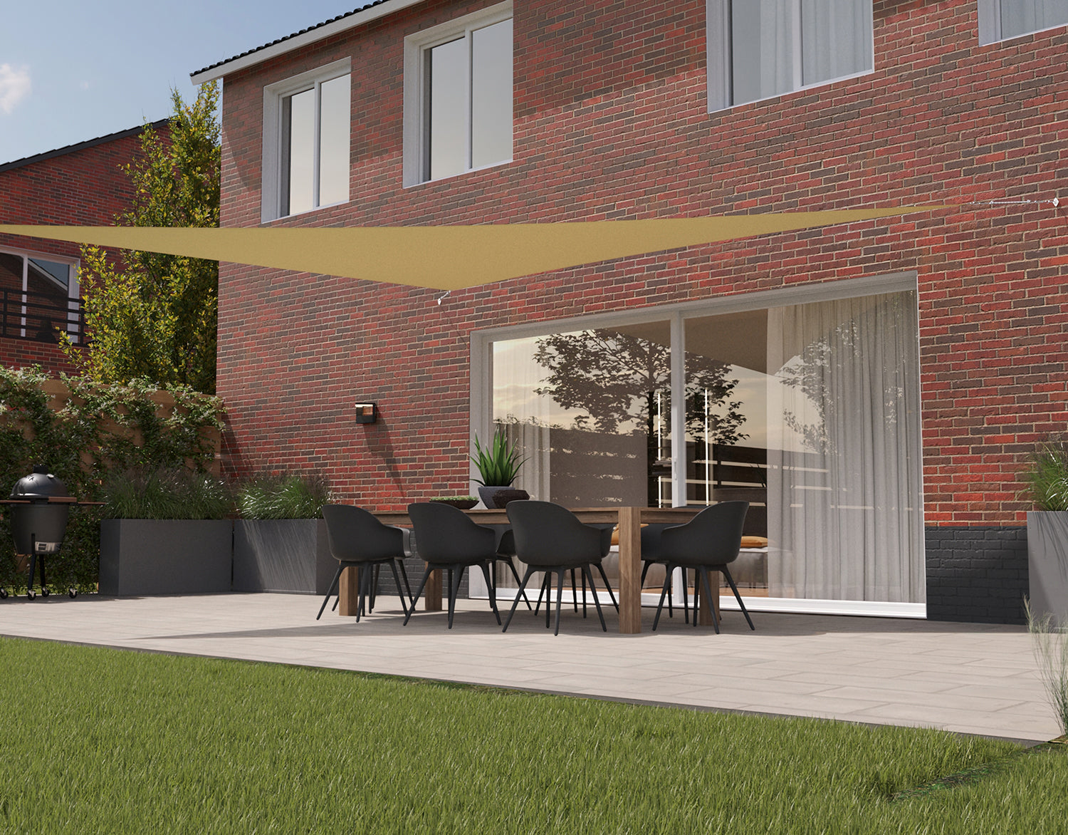 Kopu® Schaduwdoek Driehoek 5x5x7,1 mtr 230 grams Waterdicht - Creme