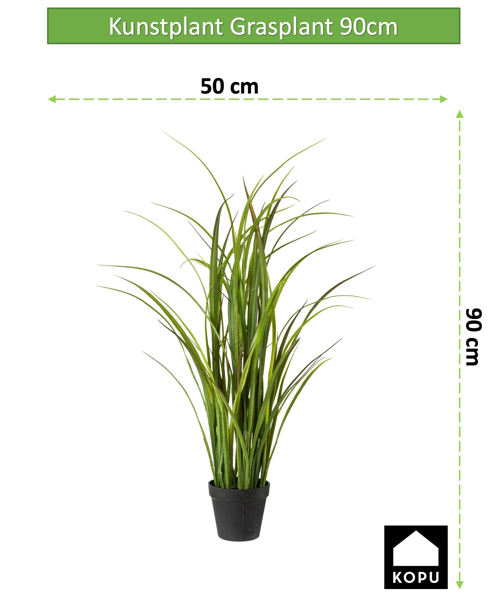 Kopu® Kunstplant Grasplant 90 cm - in zwarte pot - Nepplant