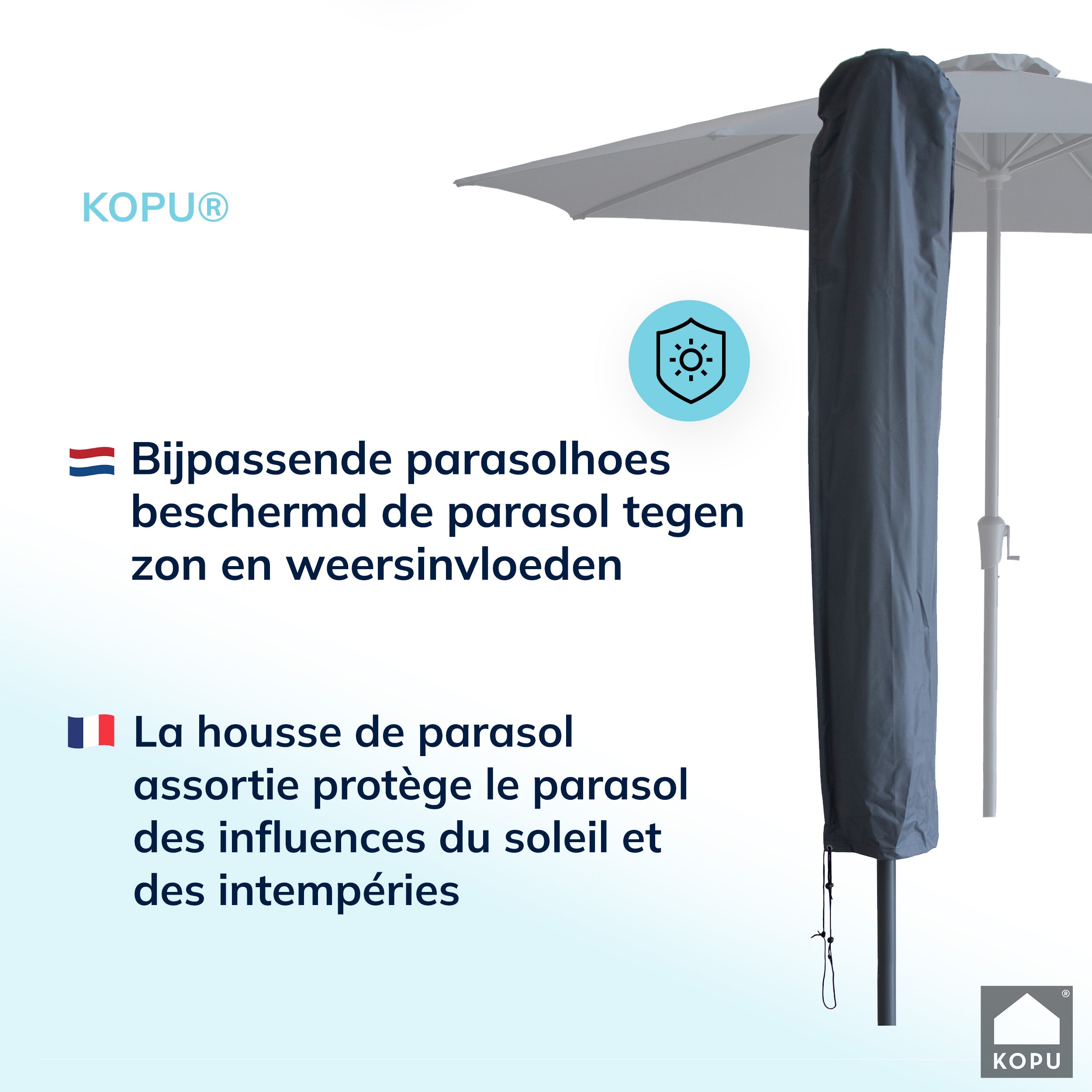 Kopu® Madrid 350 cm Grote Parasol Rond met Beschermhoes - Grijs