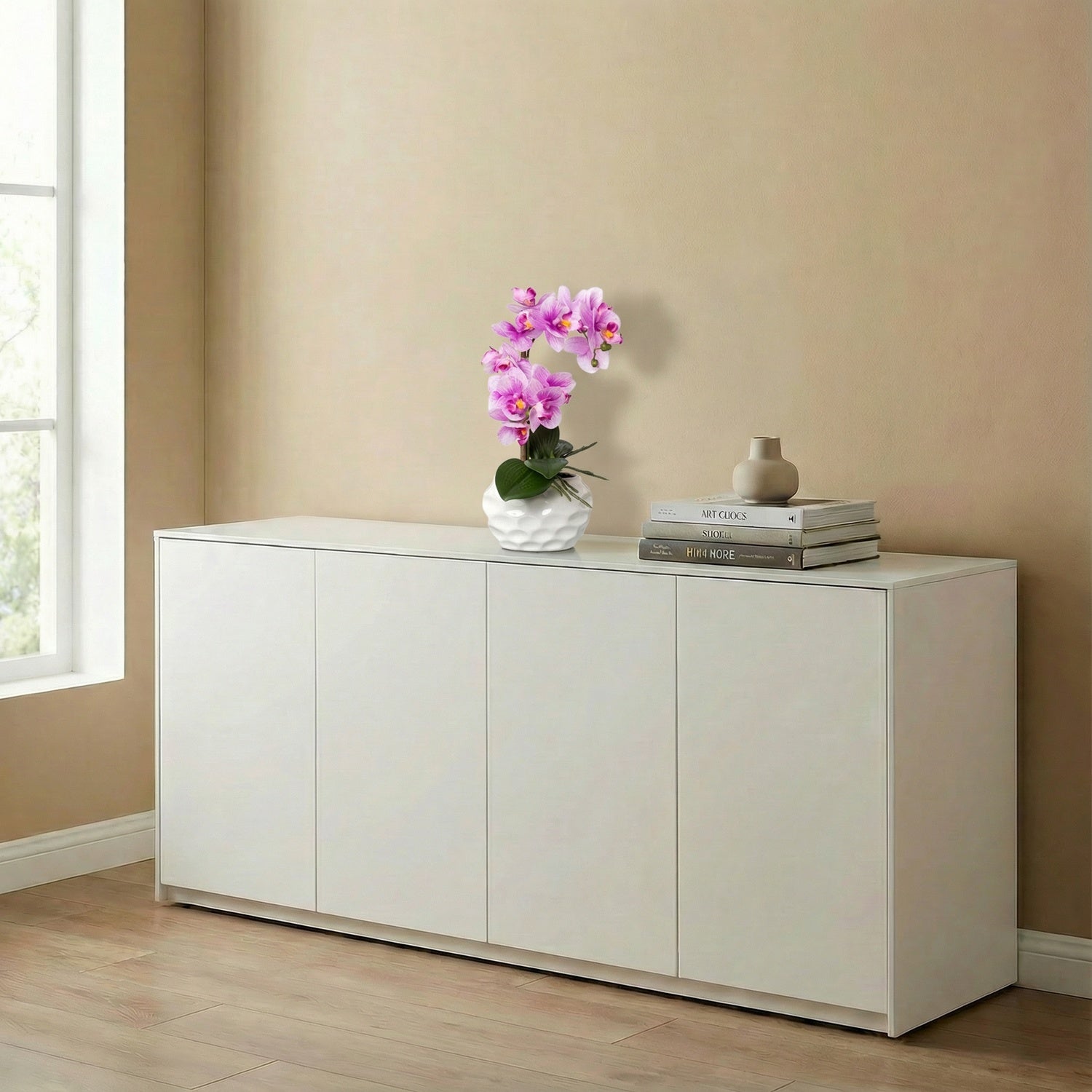 Kopu® Kunstplant Orchidee 33 cm in witte Sierpot 13x9cm - Roze