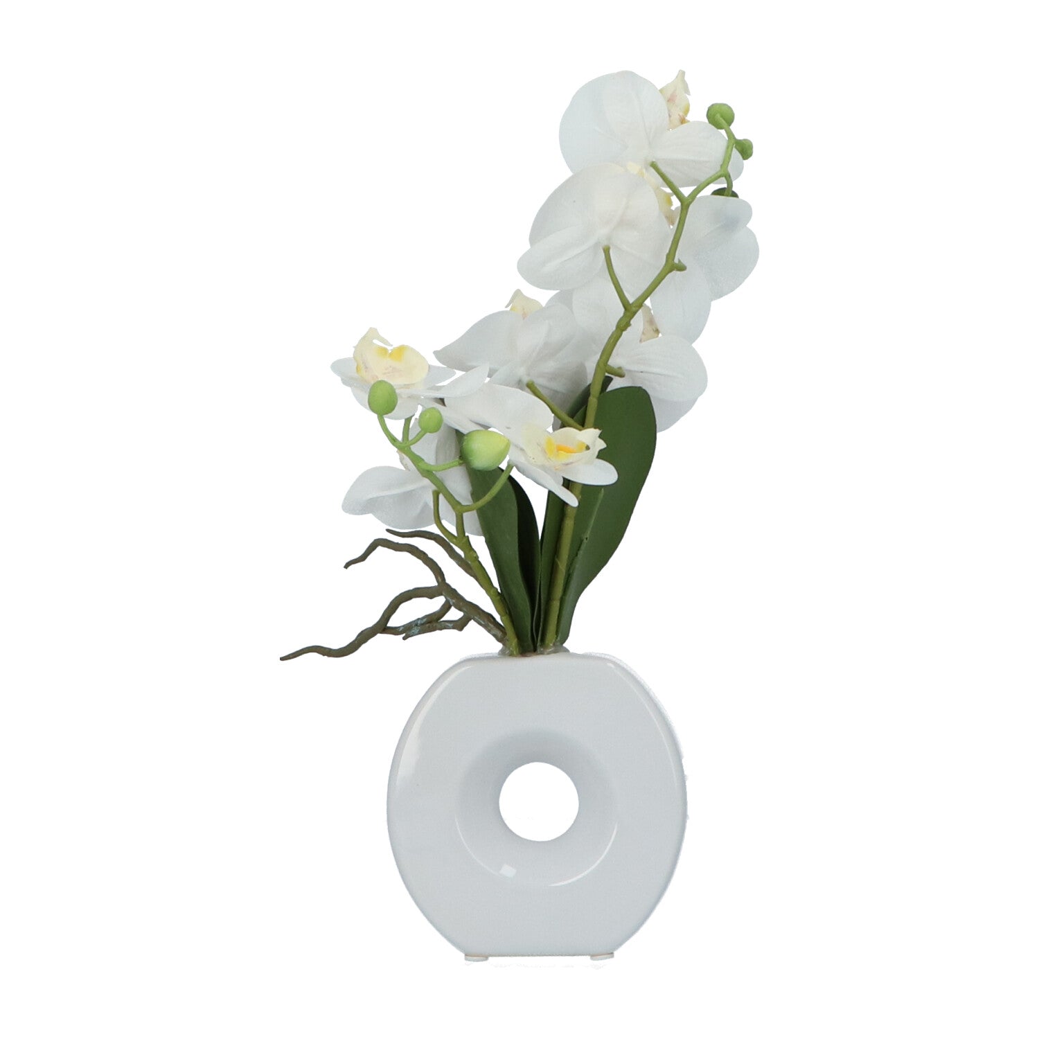 Kopu® Künstliche Blume Weiße Orchidee 35 cm in schöner weißer Vase – Phalenopsis