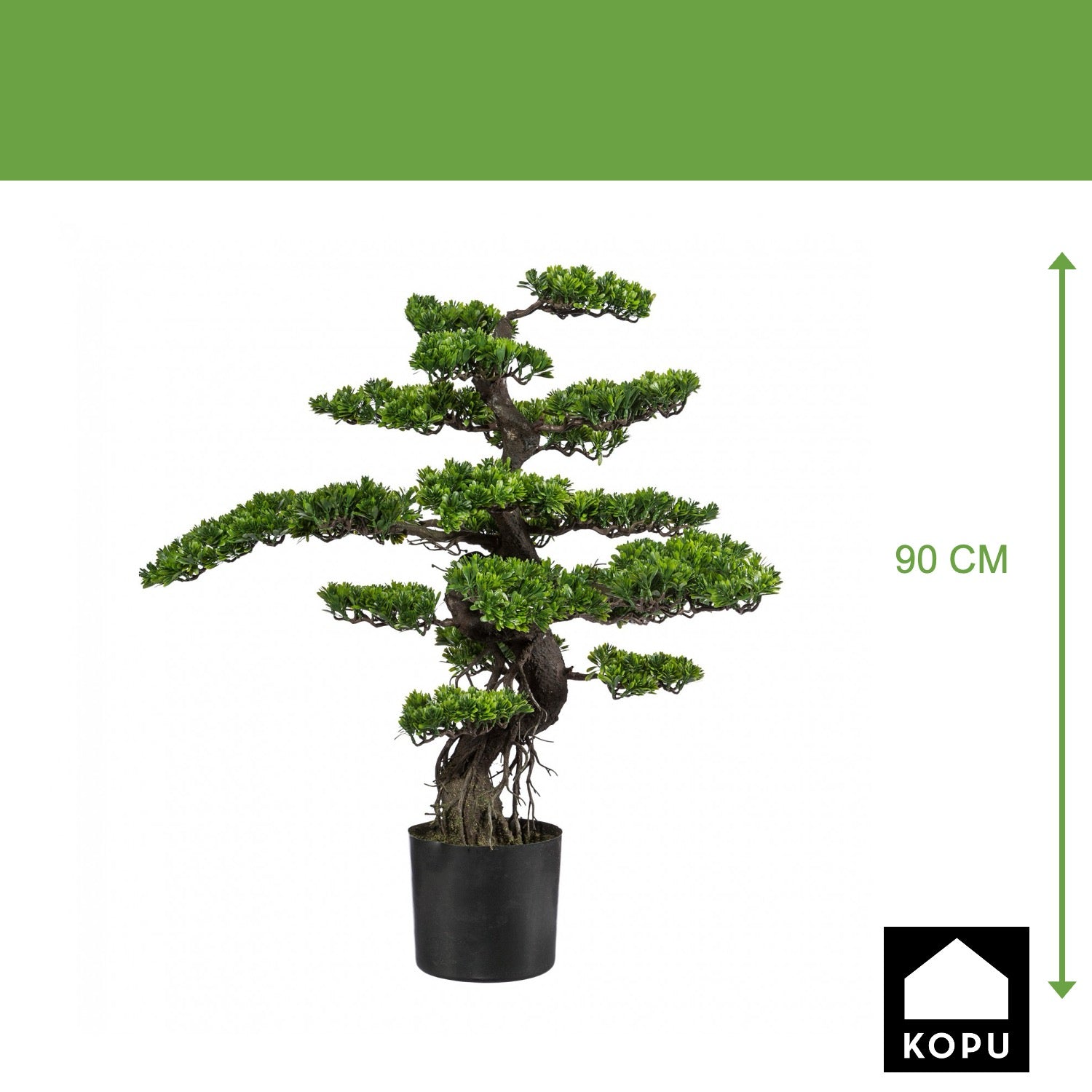 90 cm Kopu kunstmatige ceder bonsai boom met zwarte pot - Bonsai boom