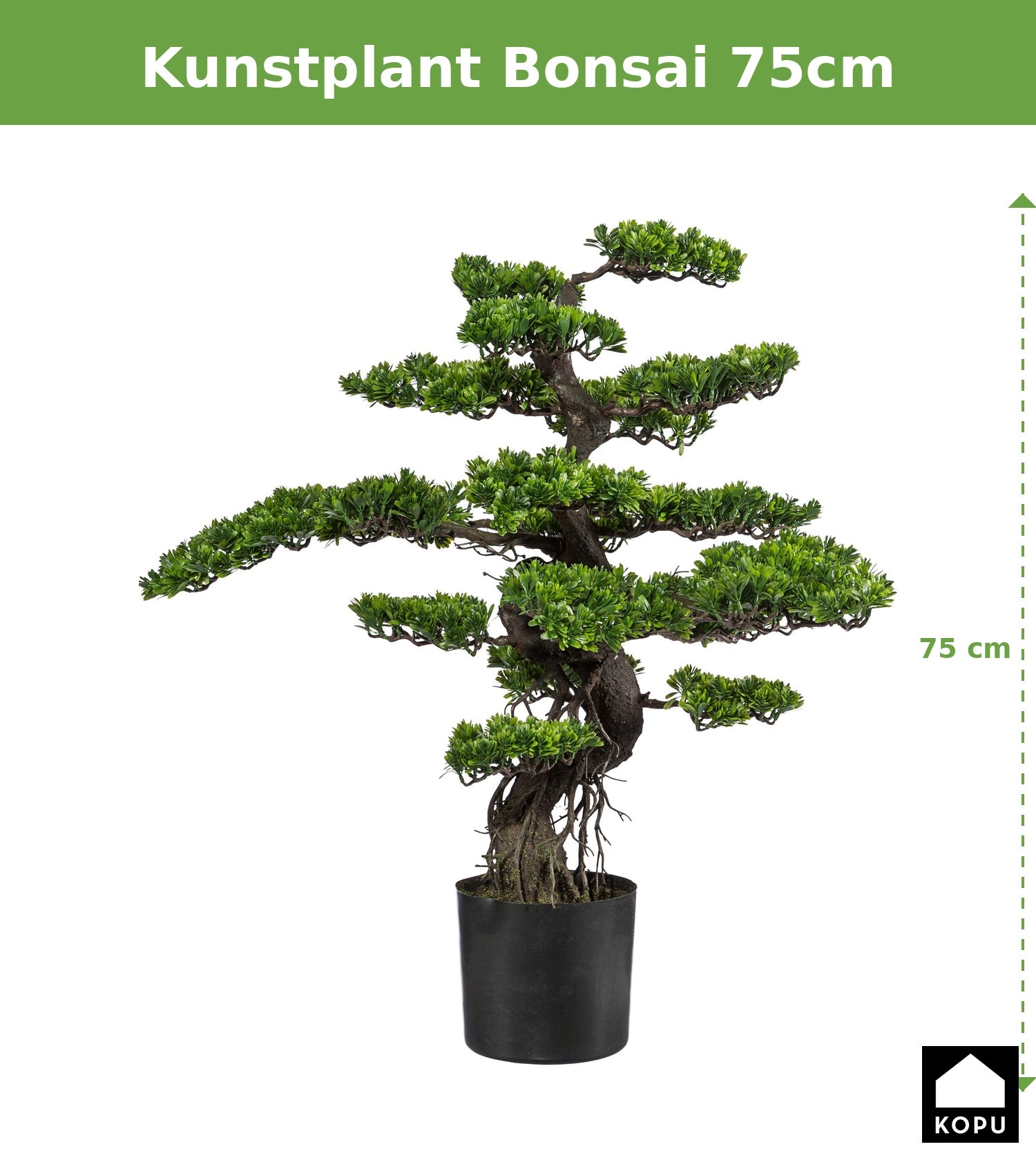 Kopu® Kunstplant Bonsai 75 cm - in zwarte Pot - Bonsai boompje