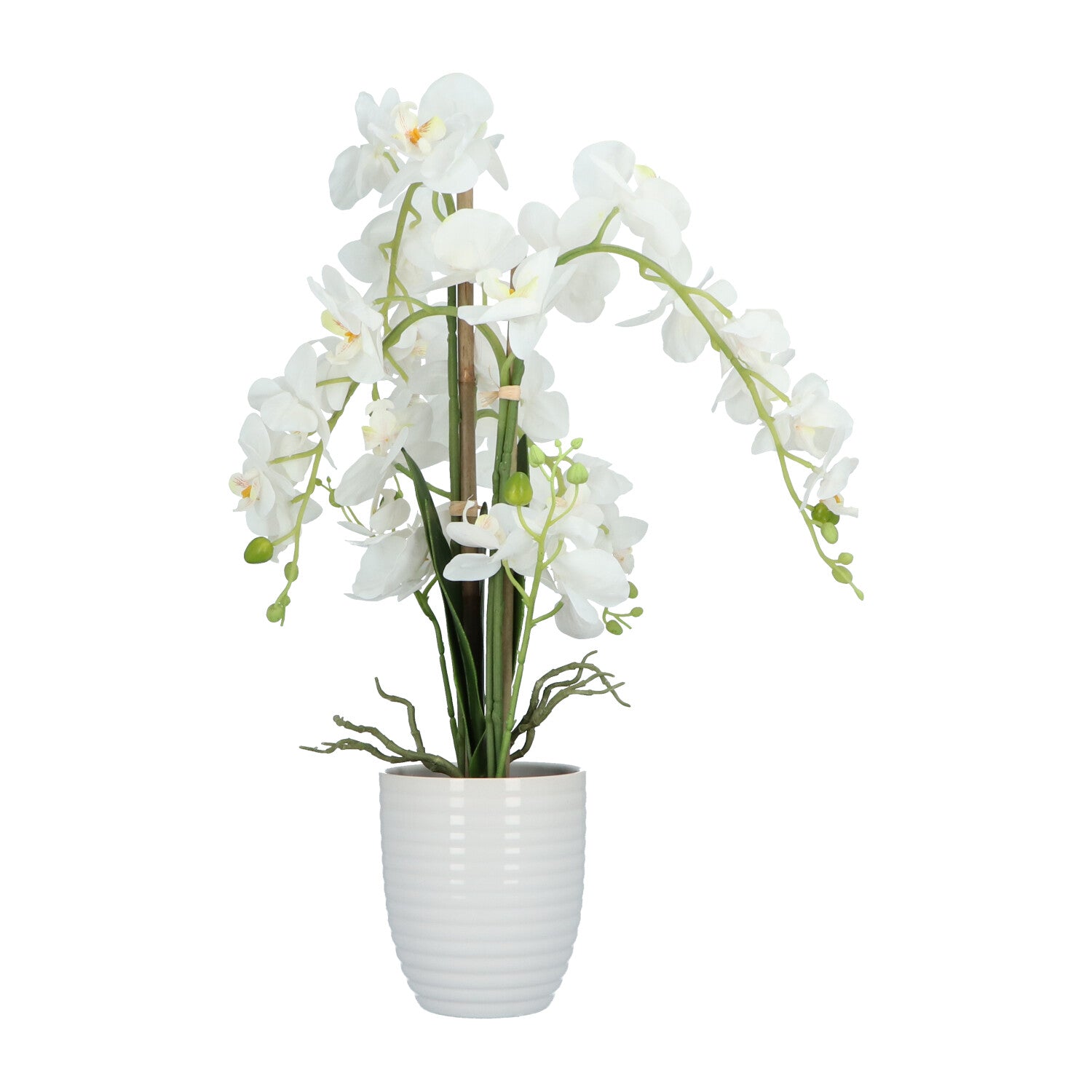 Kopu® Kunstblume Orchidee 67 cm weiß im Blumentopf rund - Phalaenopsis