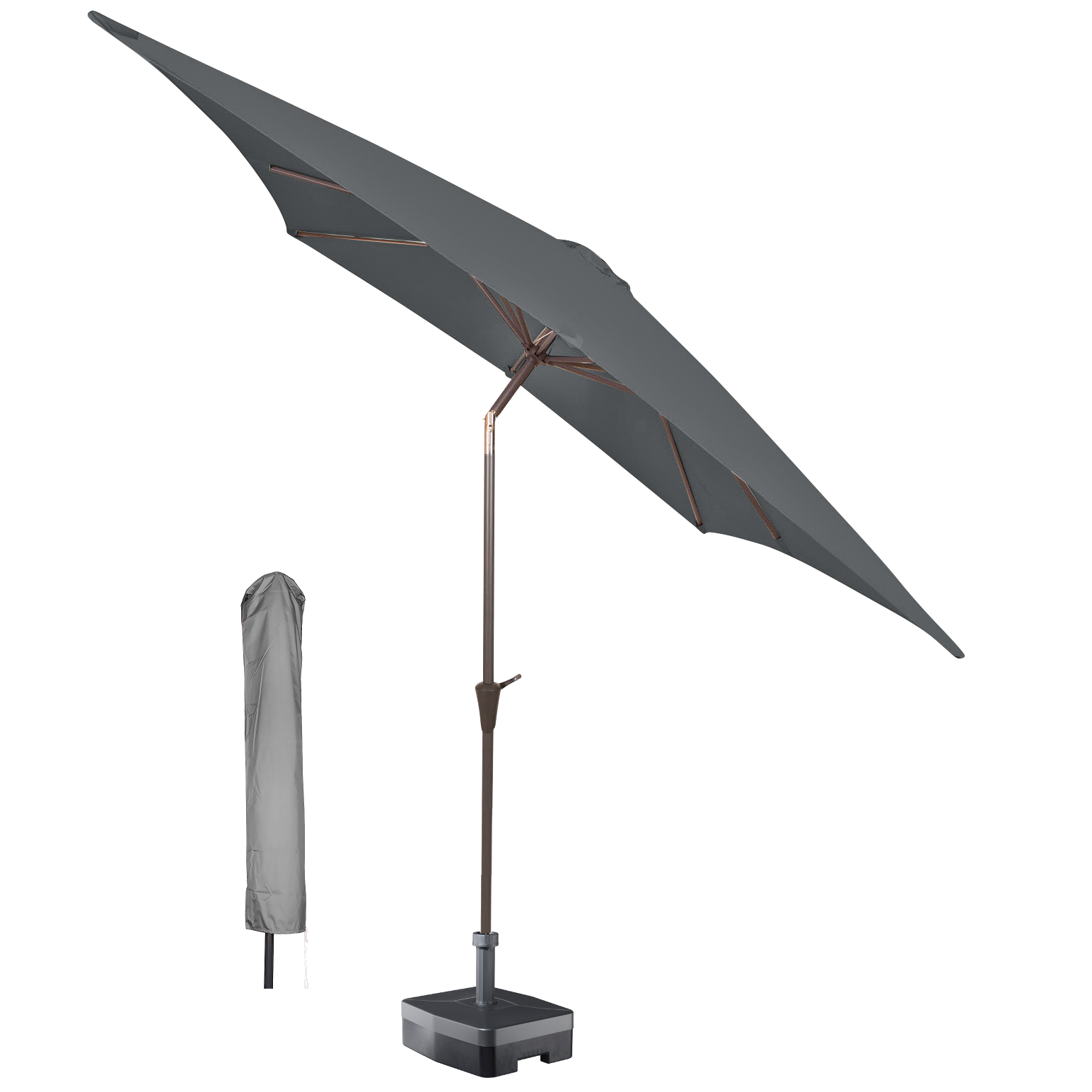 Kopu® Malaga Parasolset Vierkant 200x200 cm met Hoes - Grijs