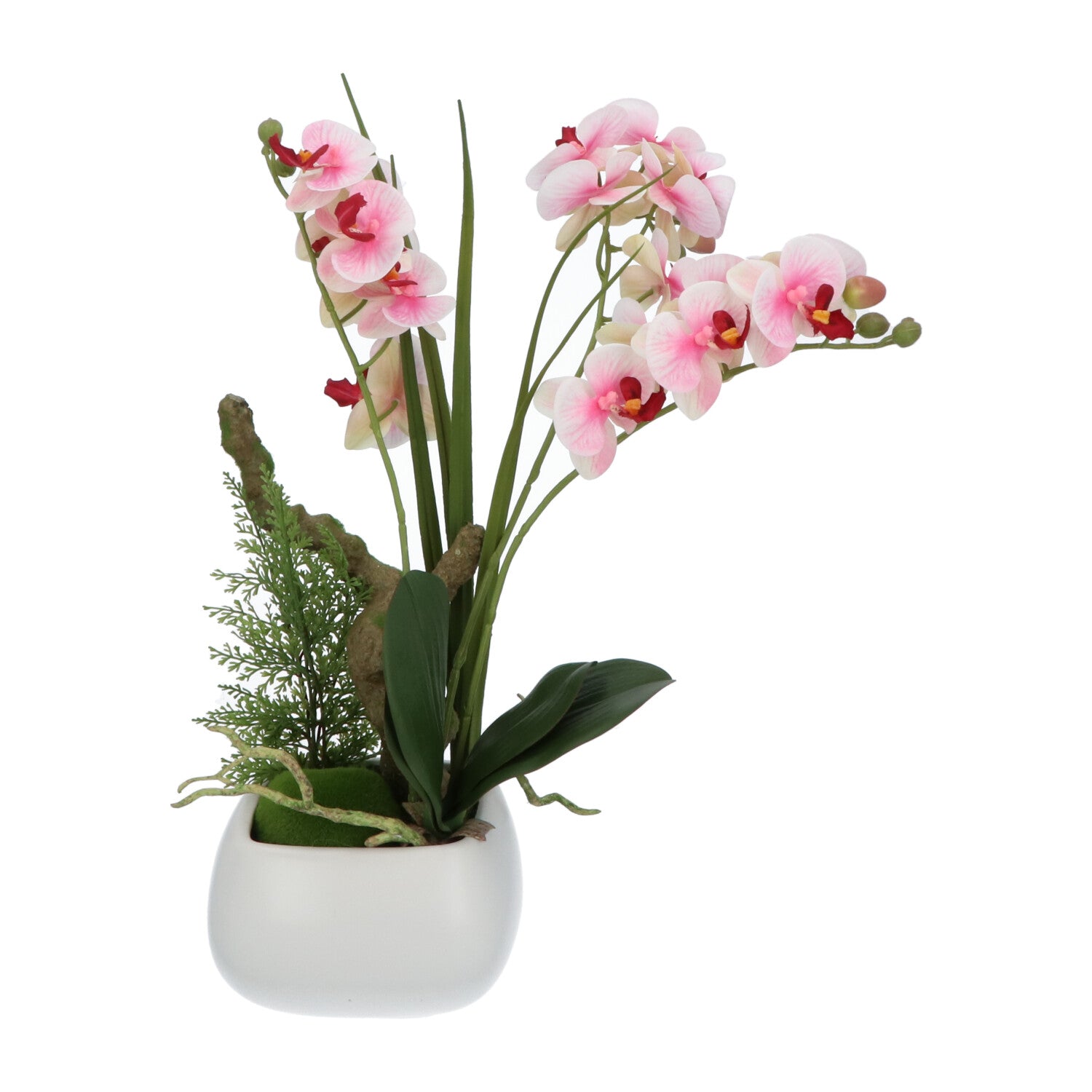 Kopu® Künstliche Blumen-Orchidee, 46 cm, lila Blumentopf, quadratisch – Phalaenopsis