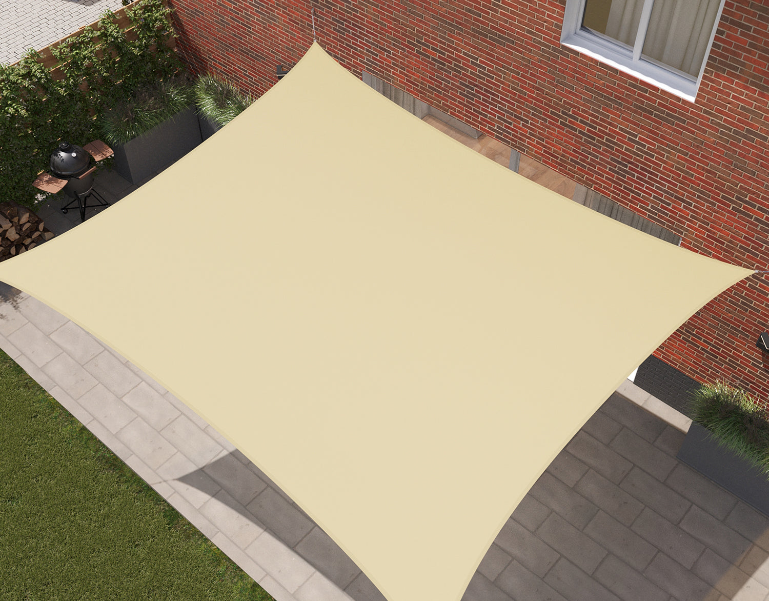 Kopu® Schaduwdoek Rechthoek 4x5 m Waterdicht - Zonnedoek - Creme