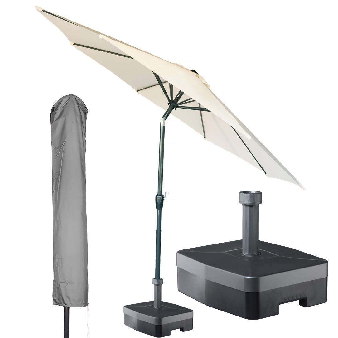 Kopu® Rundstabschirm 300 cm Calma mit Bezug und Sockel - Natur
