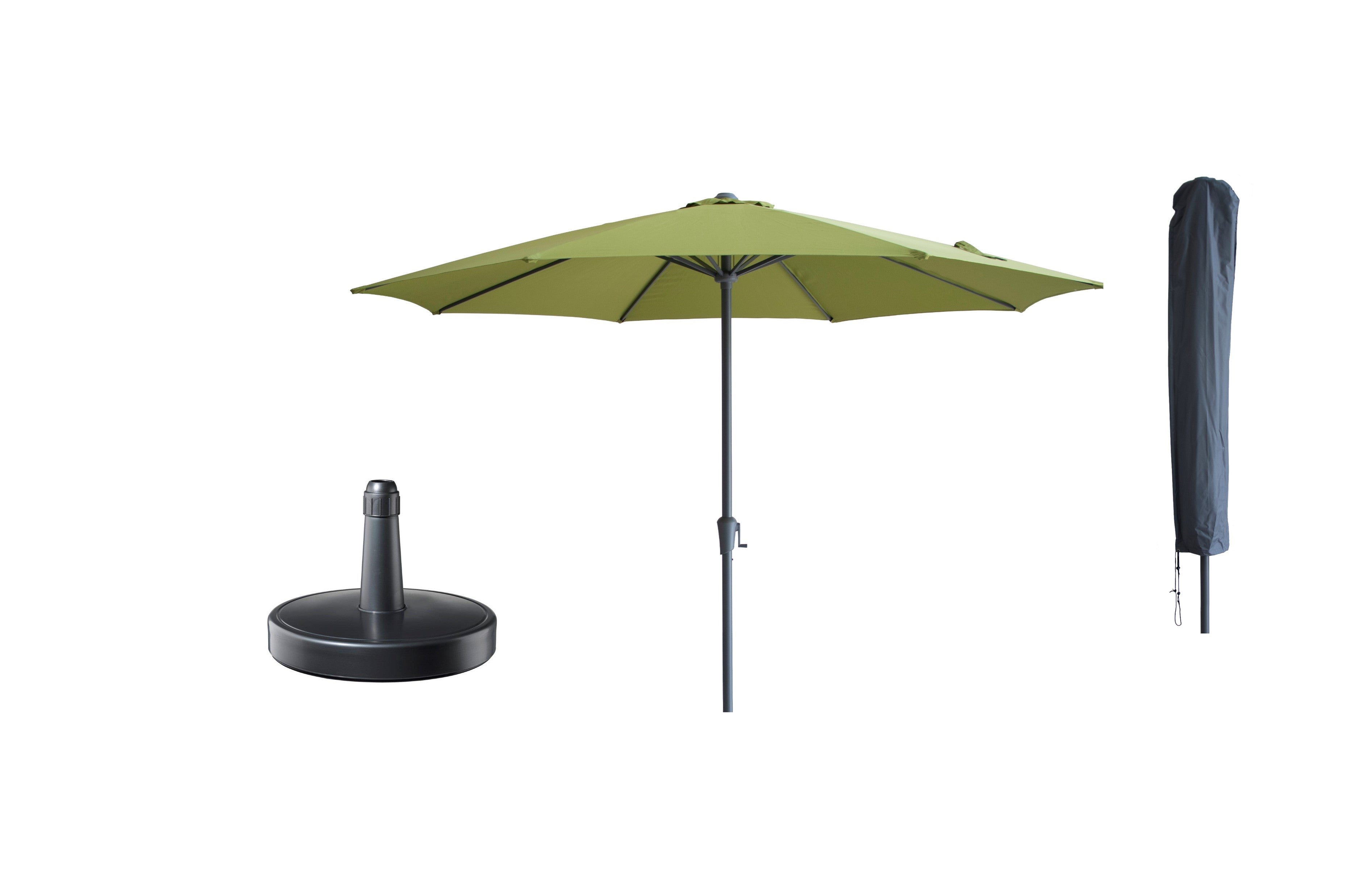 Kopu® Madrid grote Parasol Rond 350 cm met Beschermhoes en Voet - Olijfgroen
