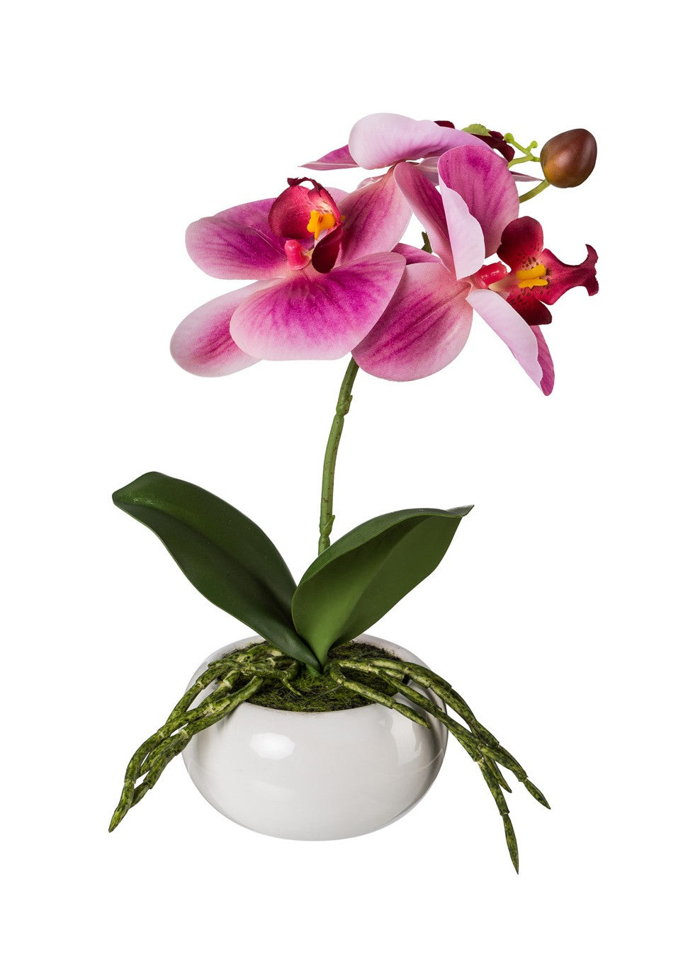 Kopu® Set 2 stuks Kunstplant Mini Orchidee 27 cm in witte Sierpot - Roze