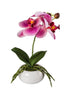 Kopu® Set 2 stuks Kunstplant Mini Orchidee 27 cm in witte Sierpot - Roze