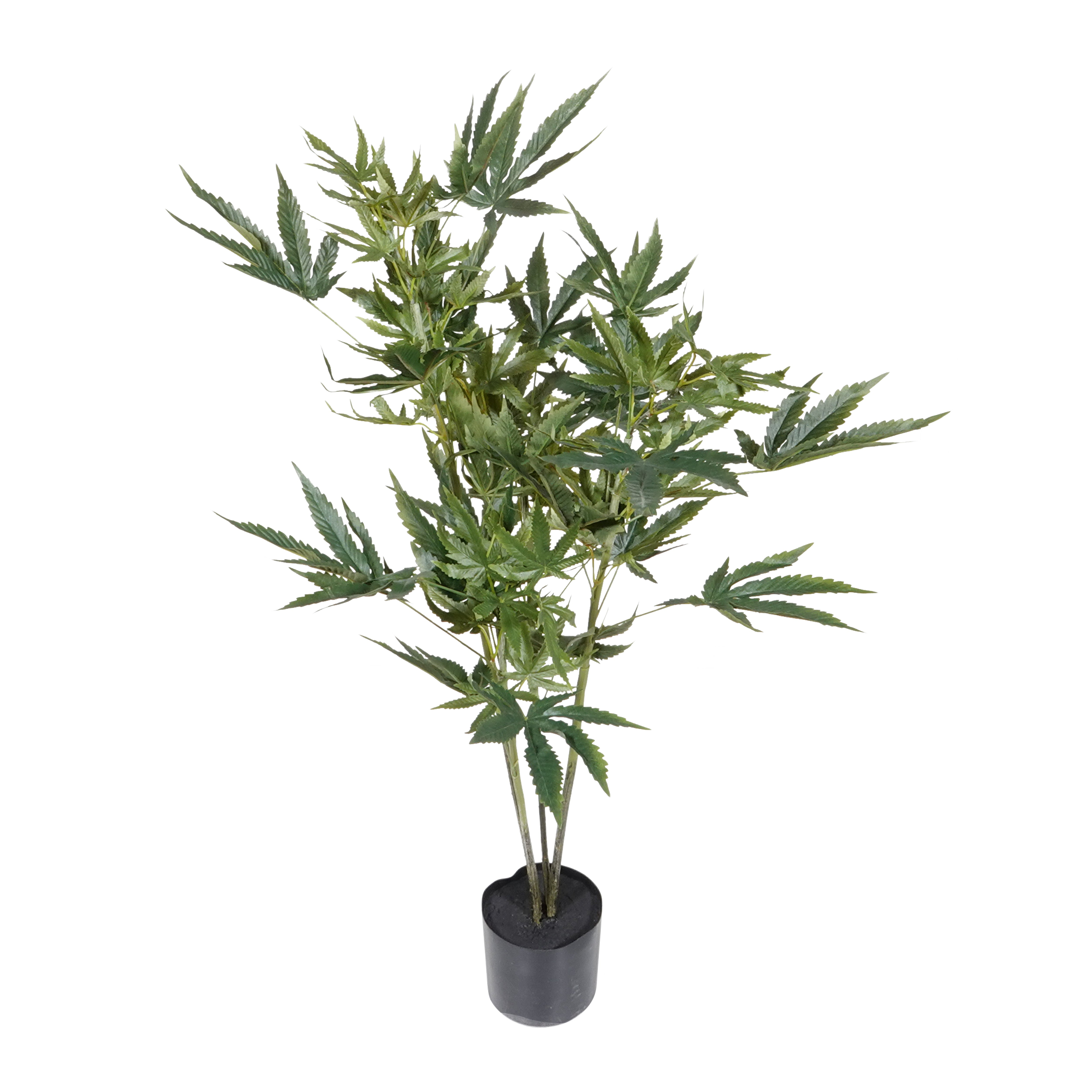 Kopu® Kunstpflanze Hanf 90 cm mit schwarzem Topf – 73 Blätter