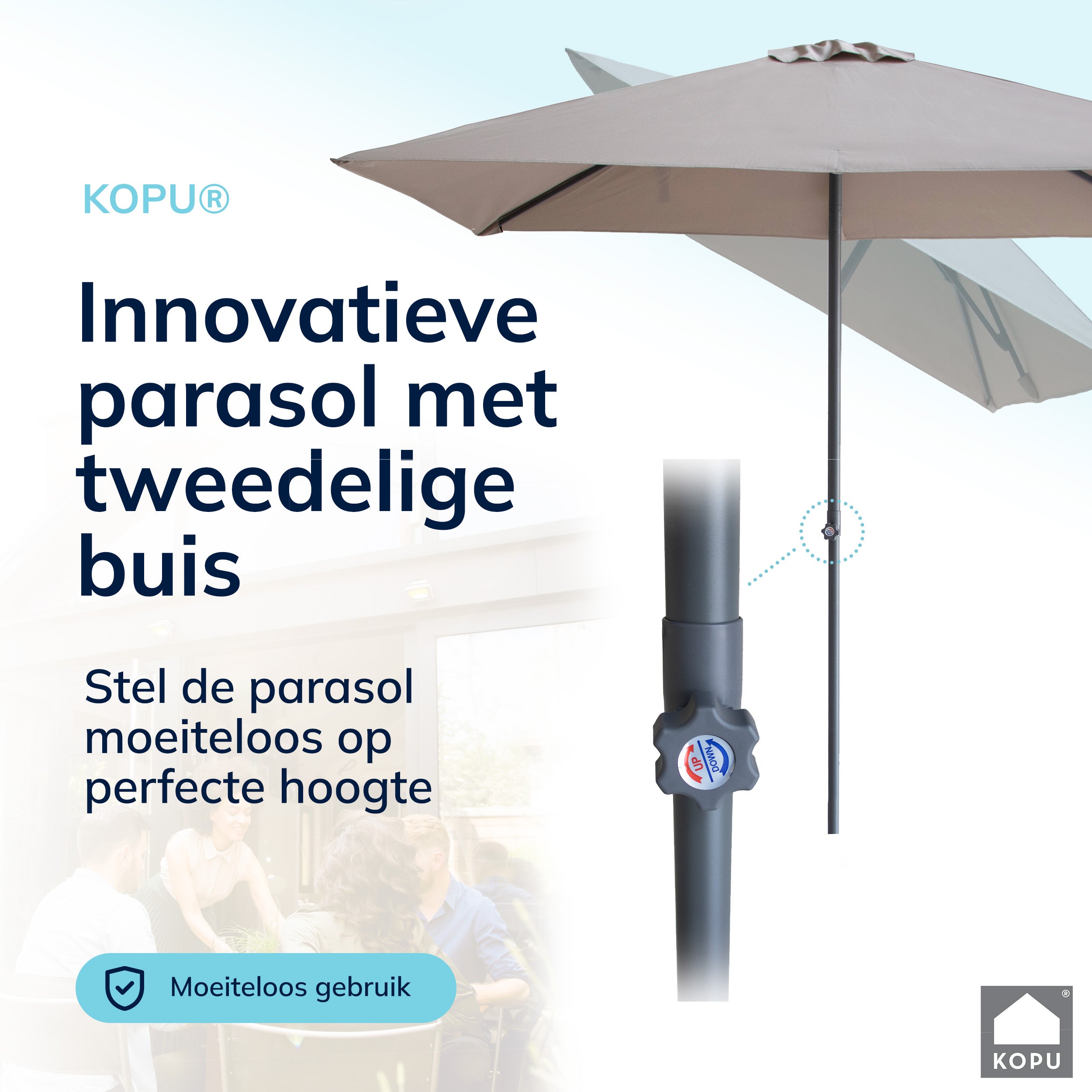 Kopu® Leon Parasol Rechthoek 150x250cm met Hoes - Balkonparasol Taupe