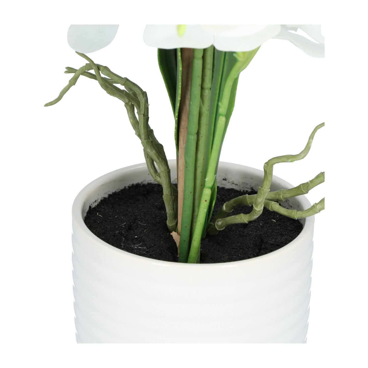 Kopu® Kunstblume Orchidee 67 cm weiß im Blumentopf rund - Phalaenopsis
