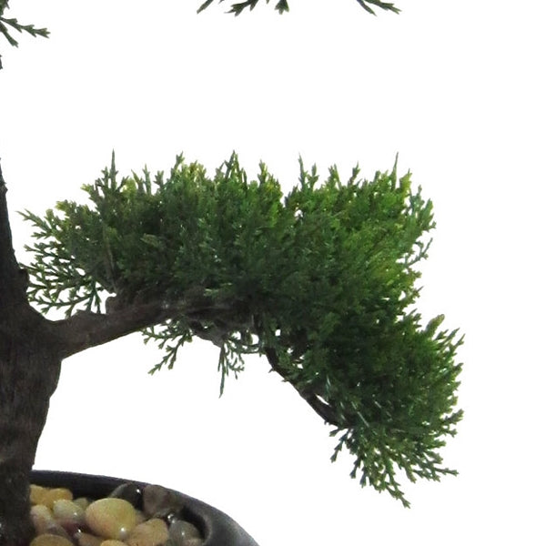 Kopu Kunstmatige Cederbonsai 37 cm met Zwarte Pot - Bonsaiboom