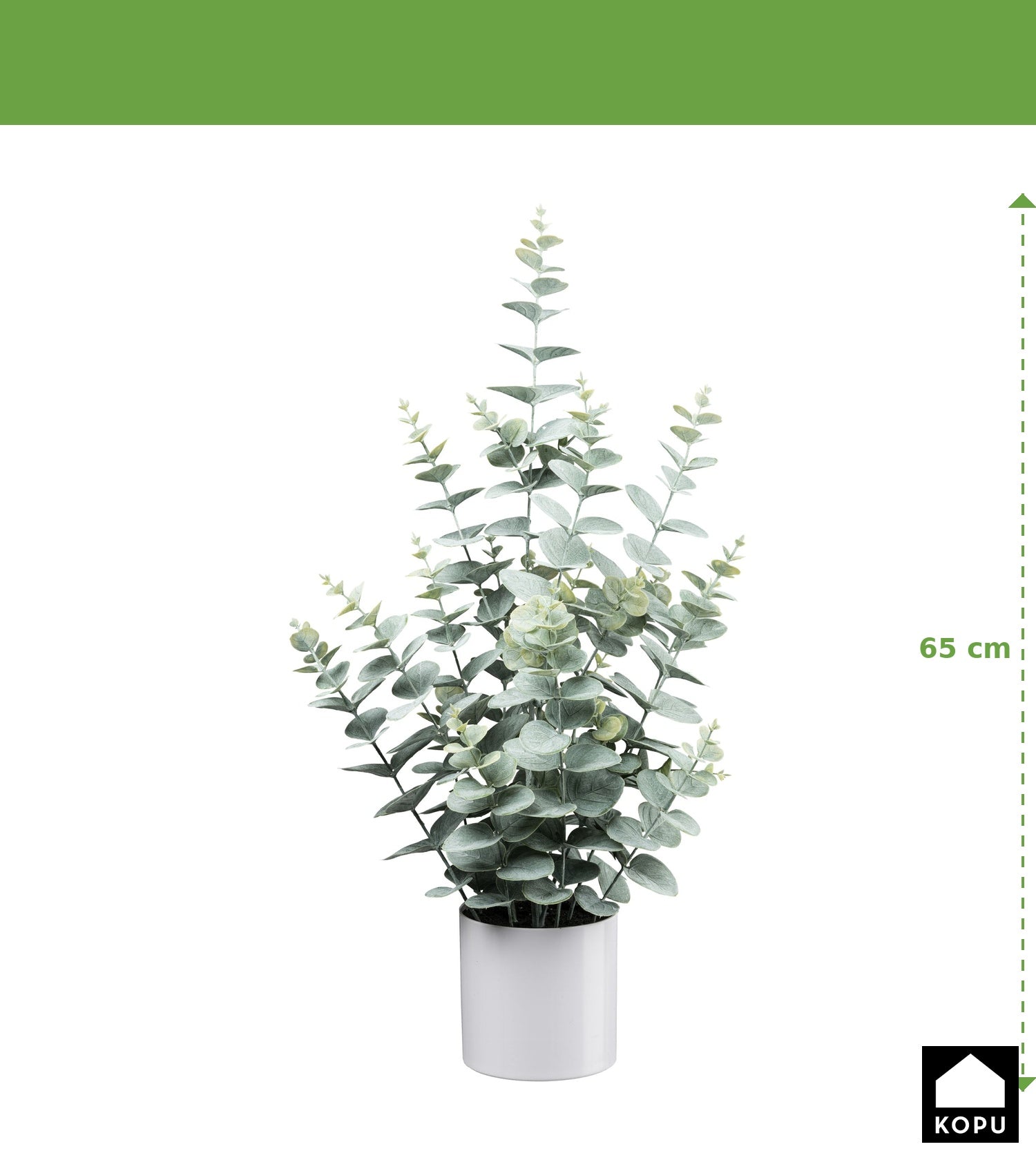 Kunstmatige eucalyptusplant, Kopu, 65 cm, in een grijze pot - Groen/grijze bladeren
