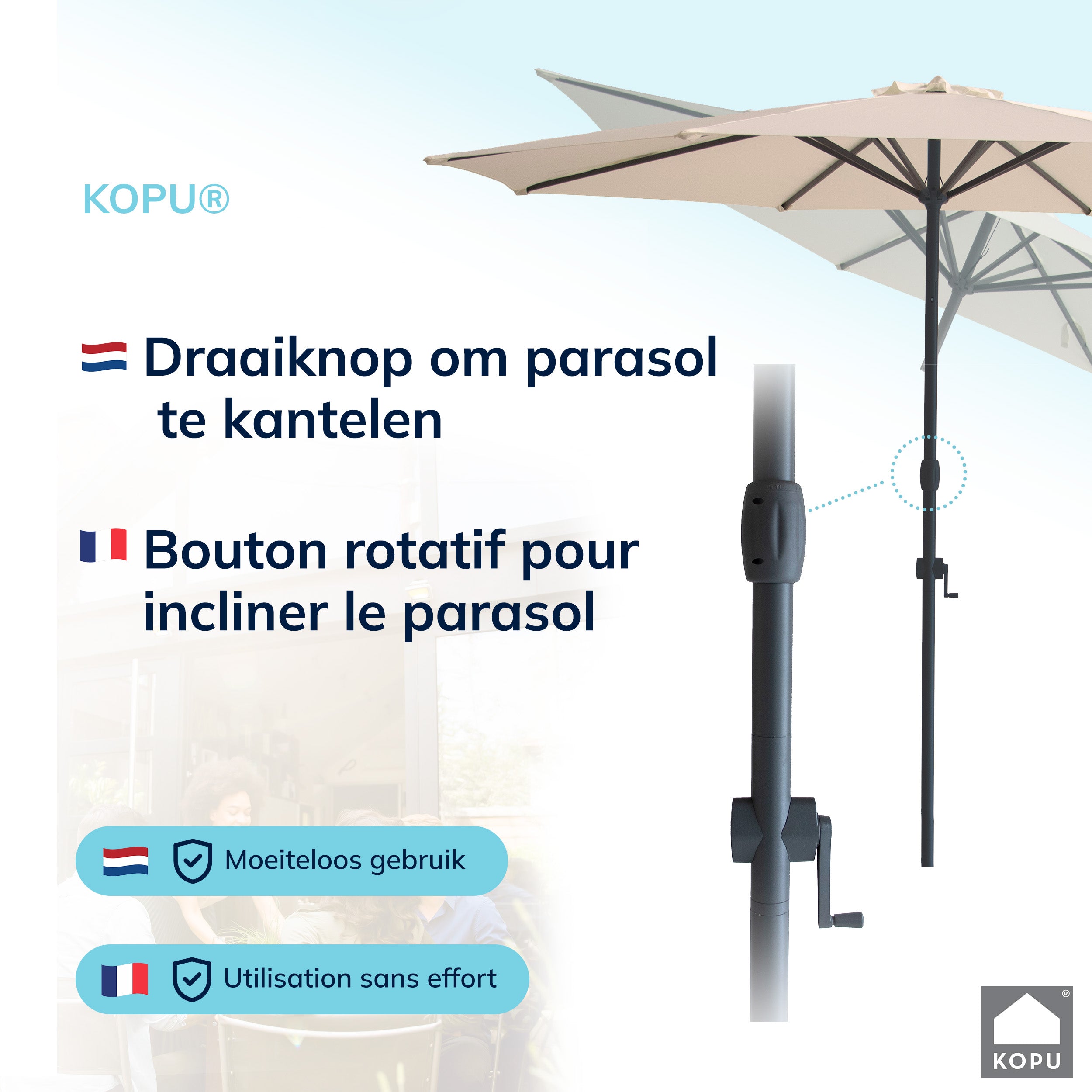 Kopu® Valencia Parasol Rond 300 cm met Beschermhoes - Creme
