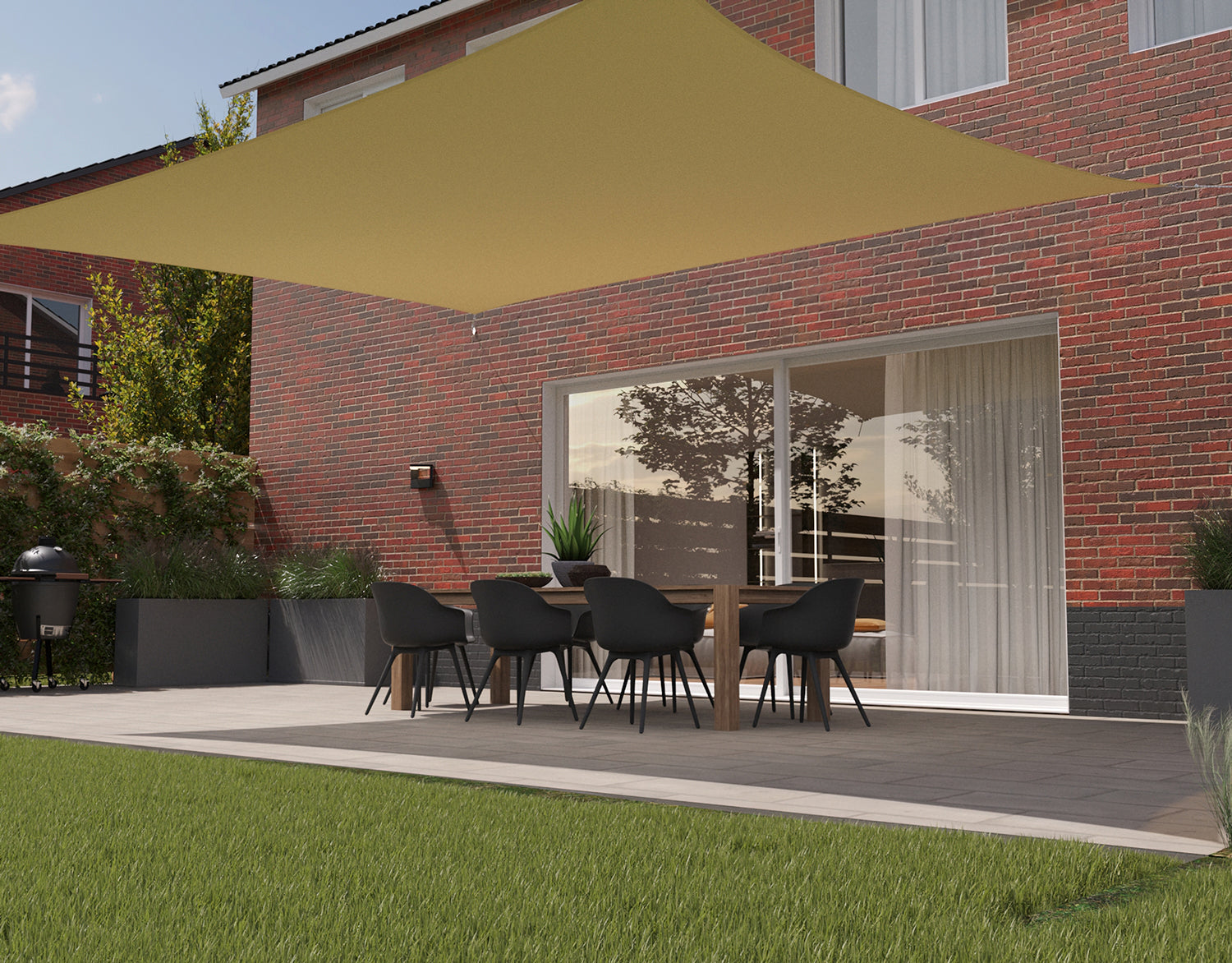 Kopu® Schaduwdoek Rechthoek 4x5 m Waterdicht - Zonnedoek - Creme