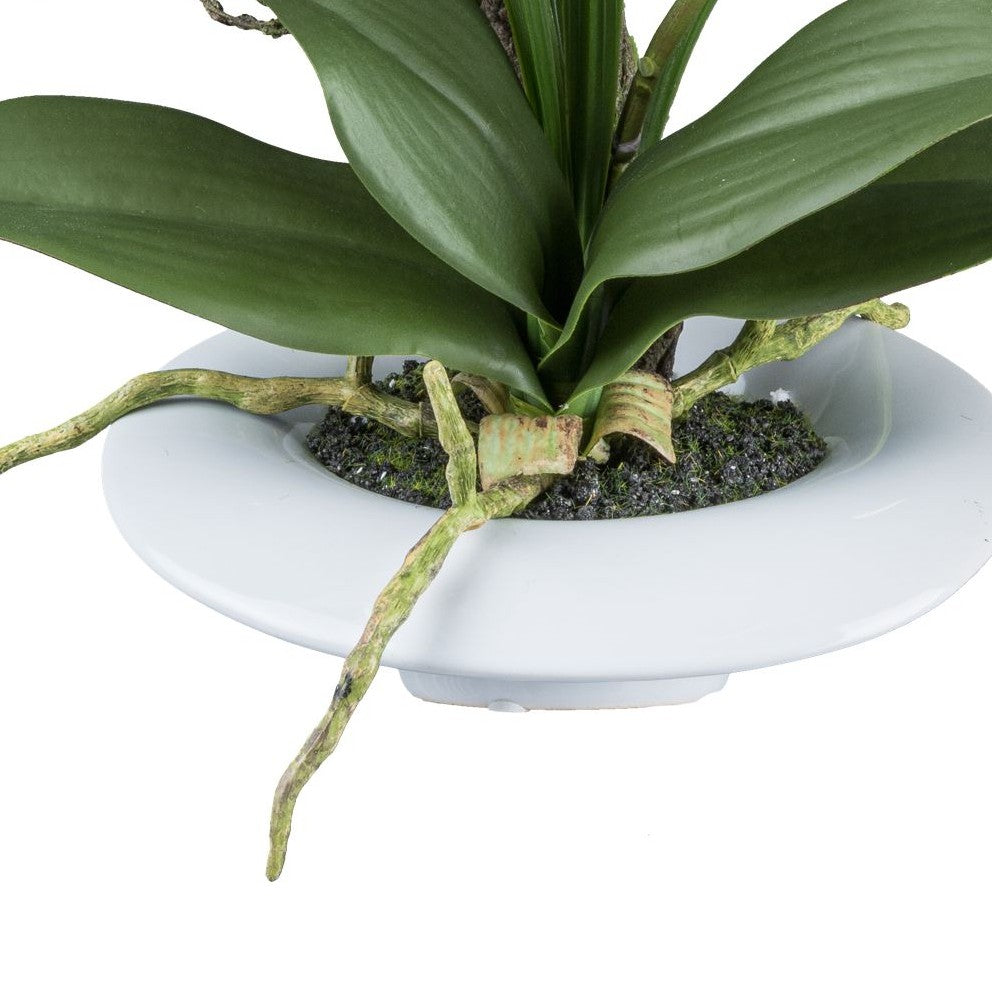 Kopu® Kunstbloem Orchidee 41 cm Wit met Bloemschaal - Phalaenopsis